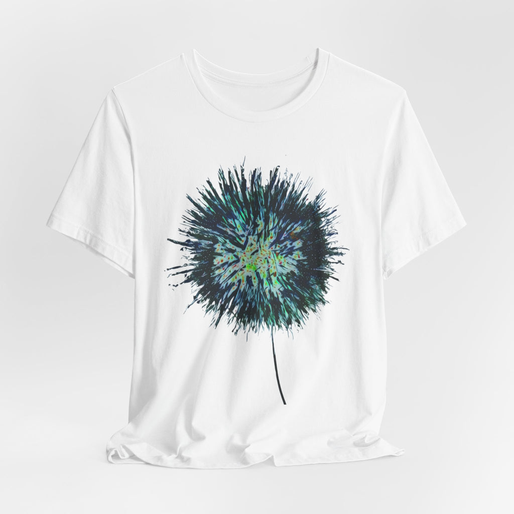 Dandelion Burst Tee — Artistic Blue Green Floral Graphic T-Shirt