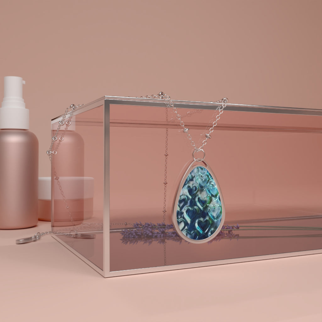 Abalone Teardrop Pendant Necklace — Iridescent Ocean Oval Jewelry