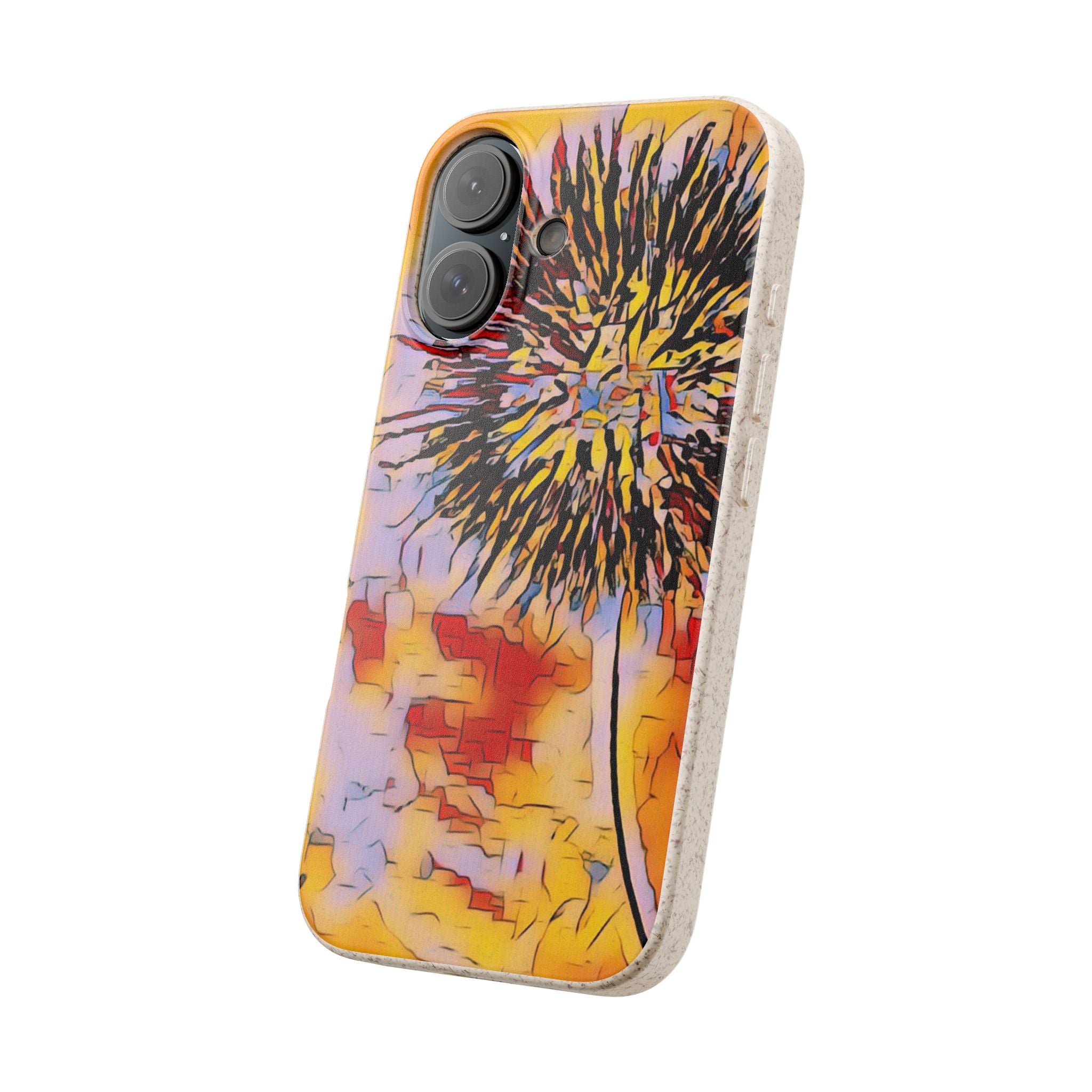 Biodegradable Phone Case — Abstract Dandelion Art, Eco-Friendly Protective Cover