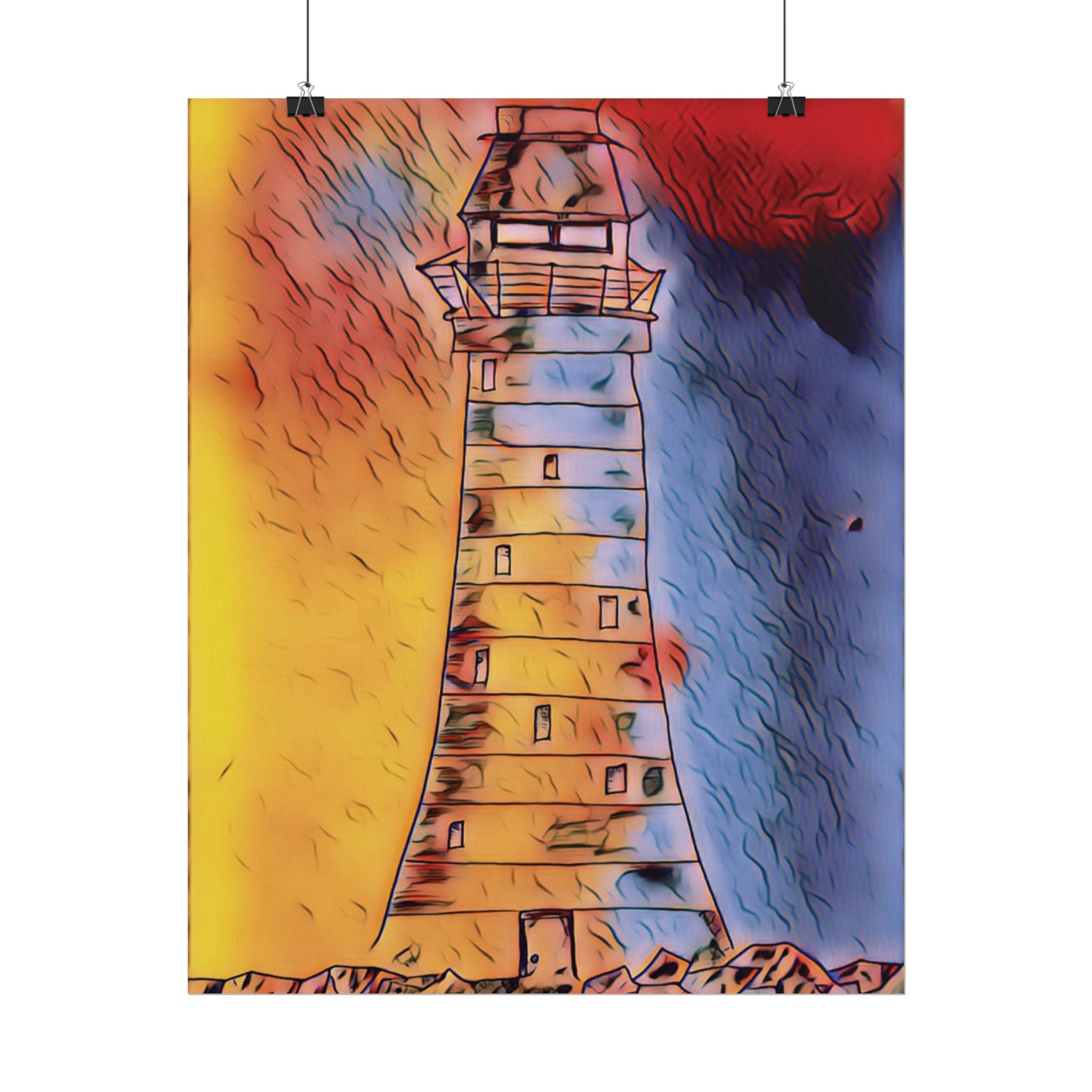 Lighthouse Sketch Rolled Poster — Minimal Coastal Nautical Wall Art