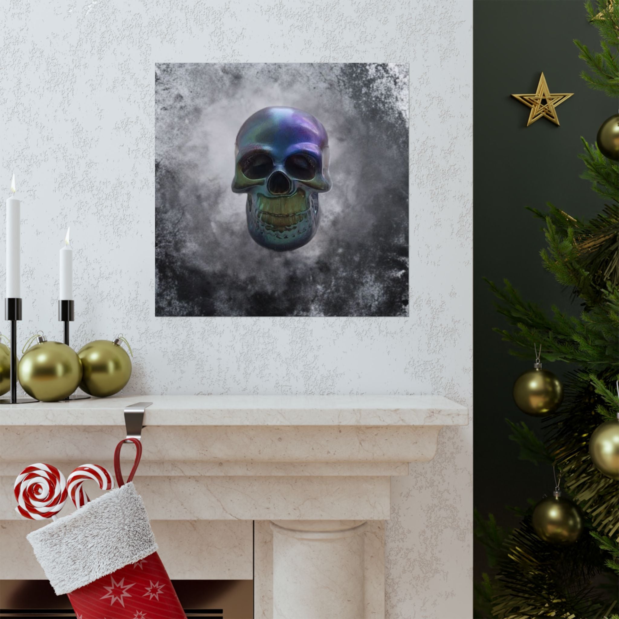 Iridescent Skull Matte Poster — Gothic Home Wall Art (Copy)