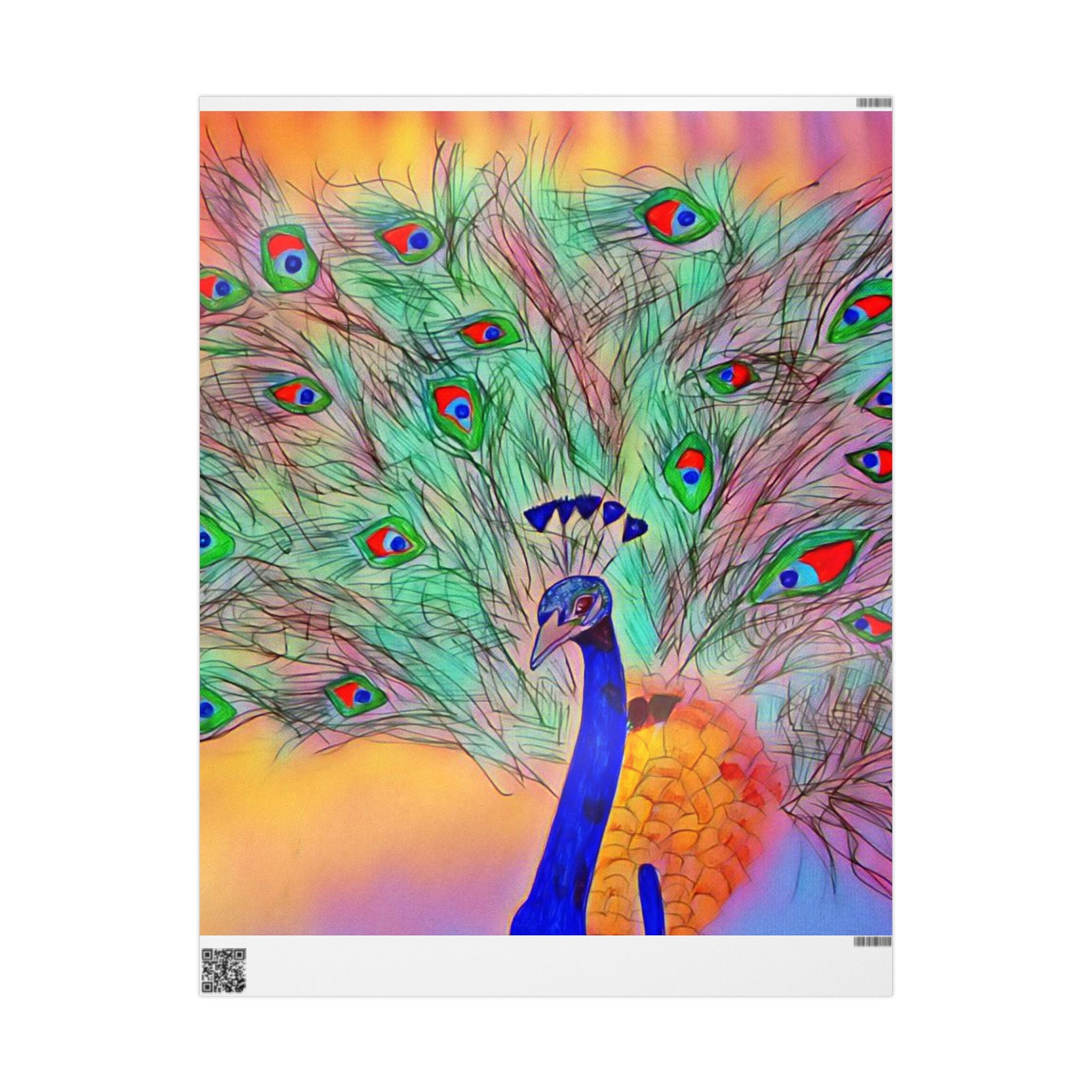 Peacock Feather Wrapping Paper – Vibrant Watercolor Gift Wrap