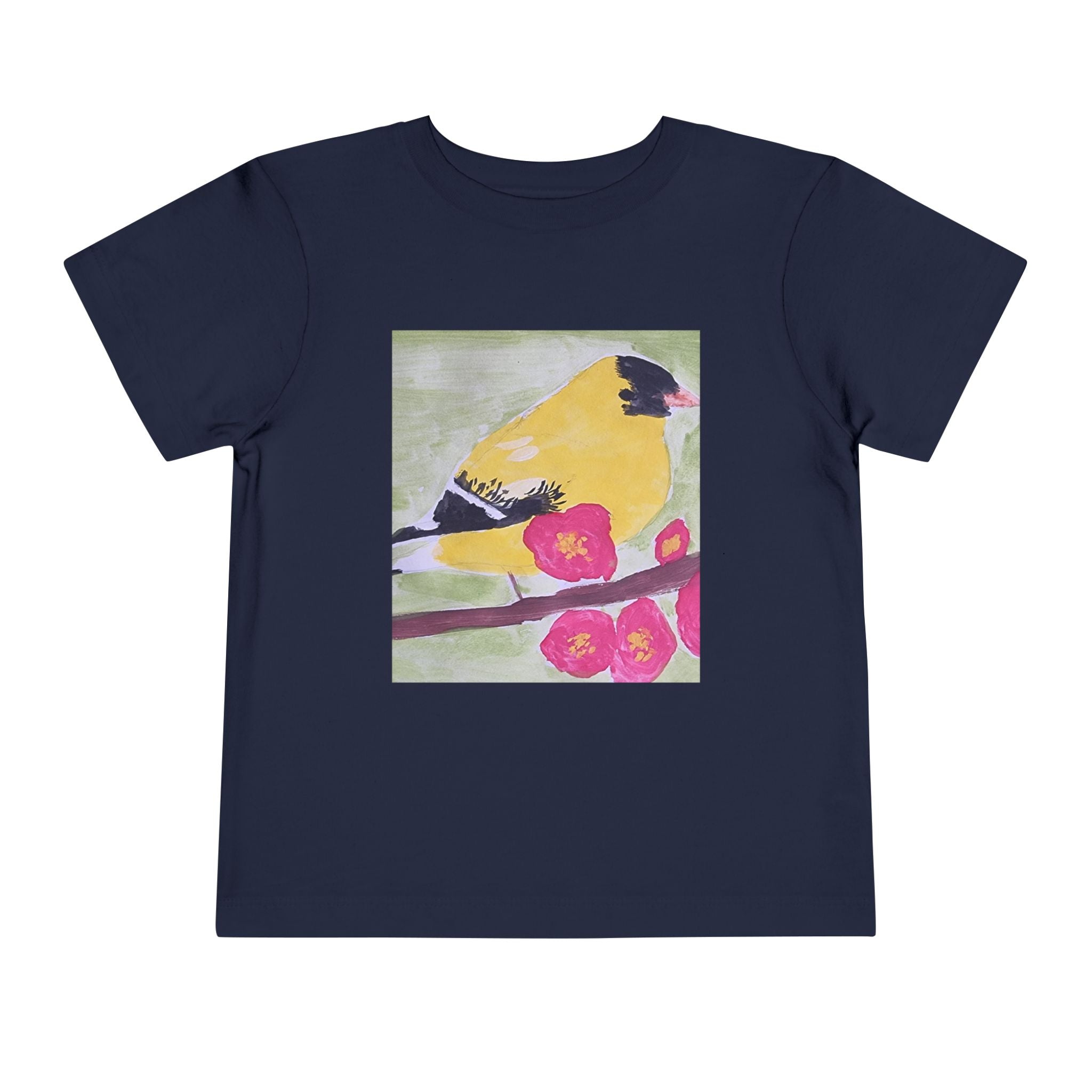 Yellow Goldfinch on Cherry Blossom Branch | Kids Spring Bird Shirt