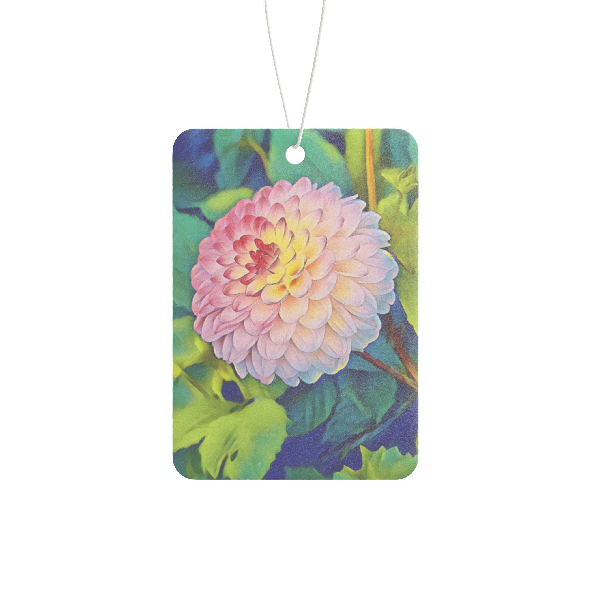 Dahlia Bloom Car Air Freshener — Floral Scented Hanging Freshener