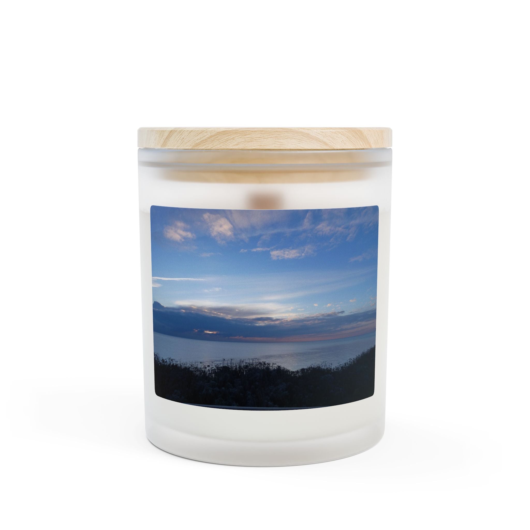 Sunset Beach Vanilla Frosted Glass Candle | 11oz Scented Jar