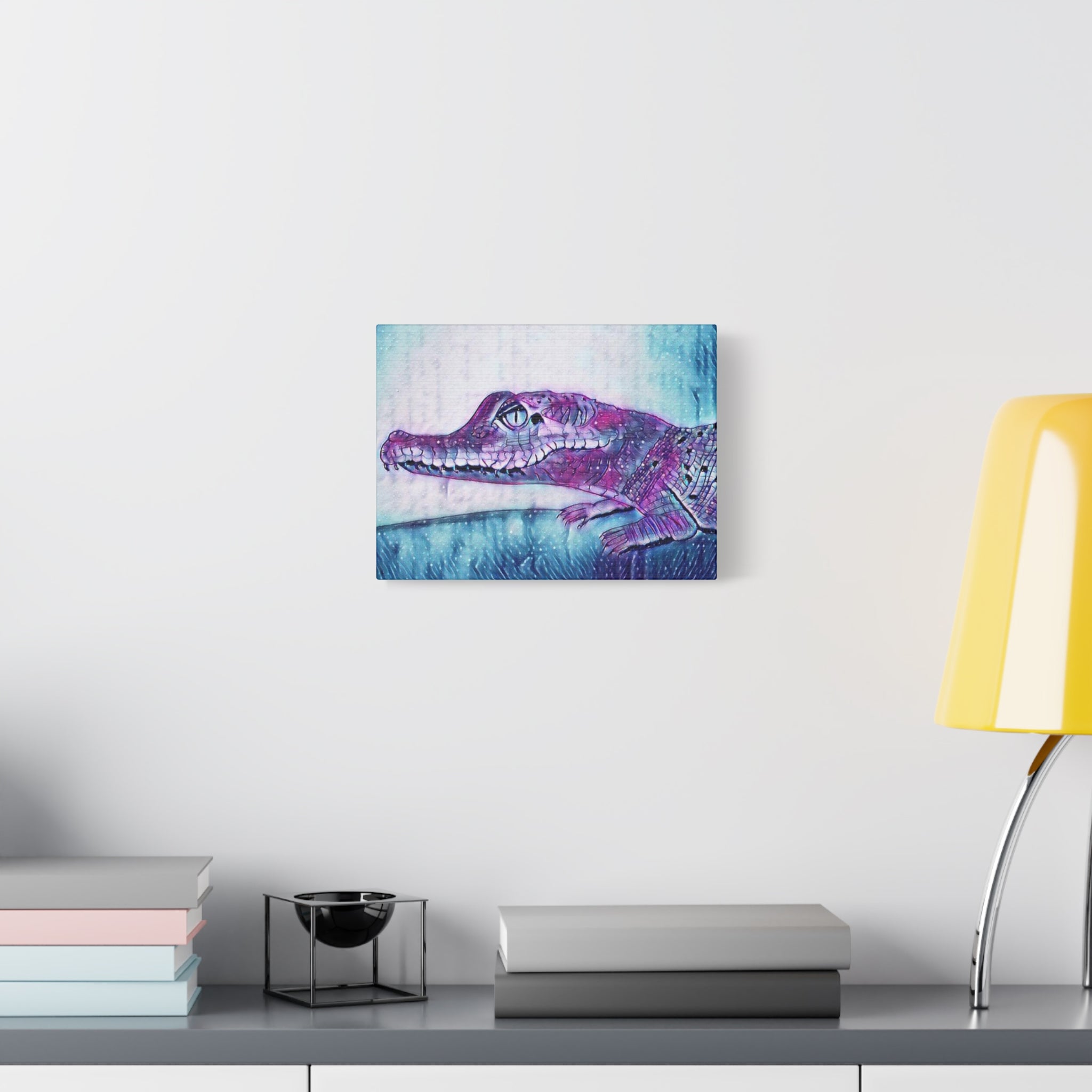 Purple Alligator Art Canvas - Matte Stretched Wall Decor