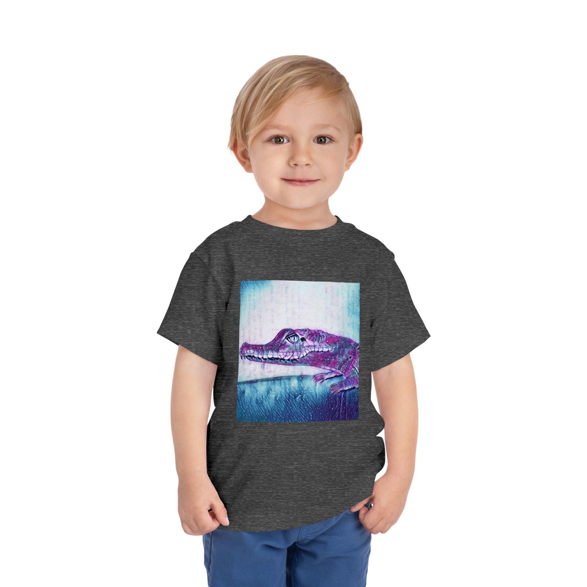 Toddler Tee — Purple Watercolor Alligator Graphic
