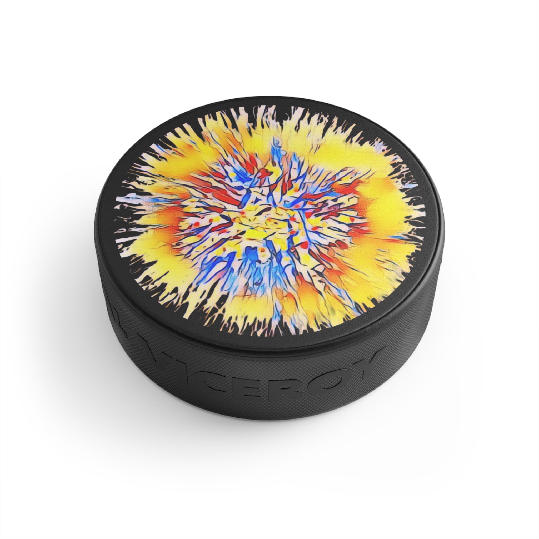 Hockey Puck — Vibrant Explosion Abstract Design