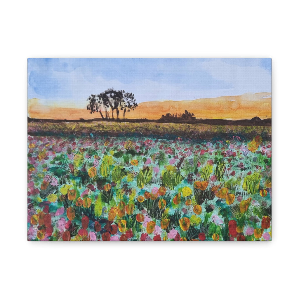 Wildflower Field Sunset Canvas Print