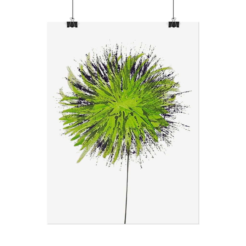 Green Burst Floral Poster — Modern Abstract Dandelion Wall Art (Rolled Poster)