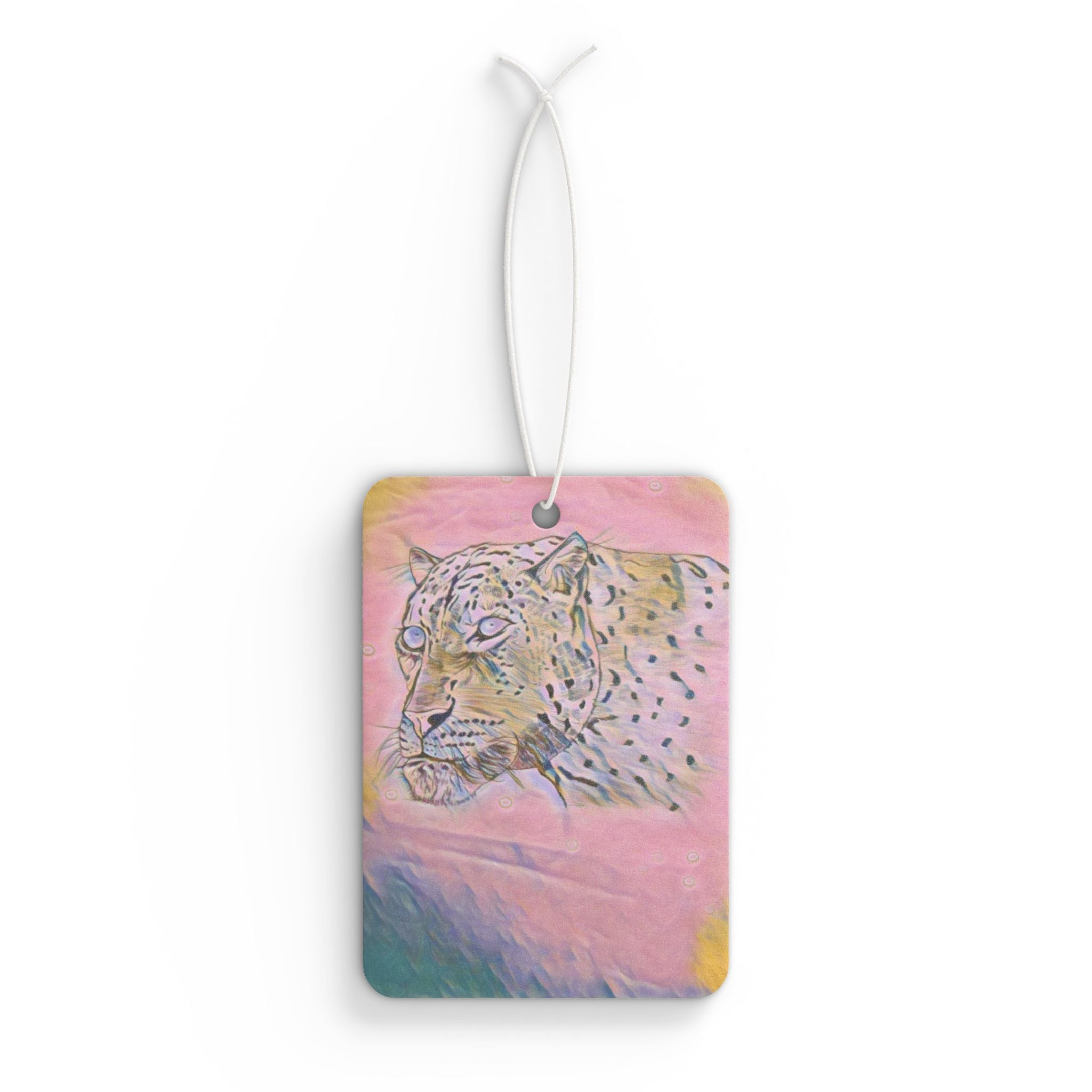 Leopard Sketch Car Air Freshener — Pastel Pink Scented Ornament