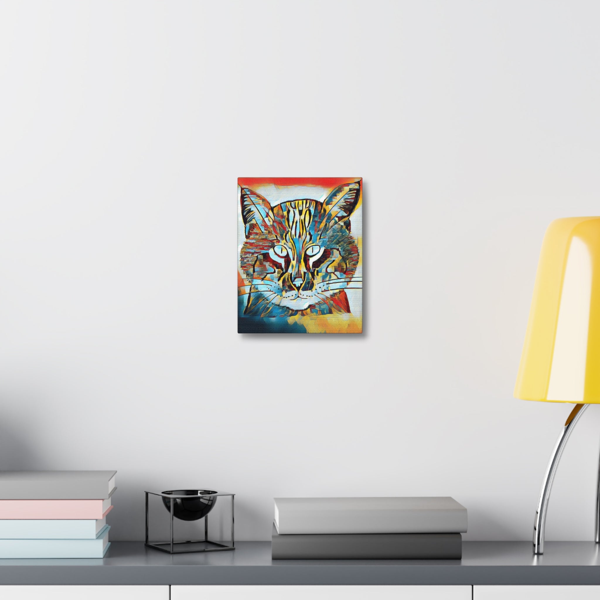 Colorful Abstract Bobcat Canvas Print — Modern Wildlife Wall Art