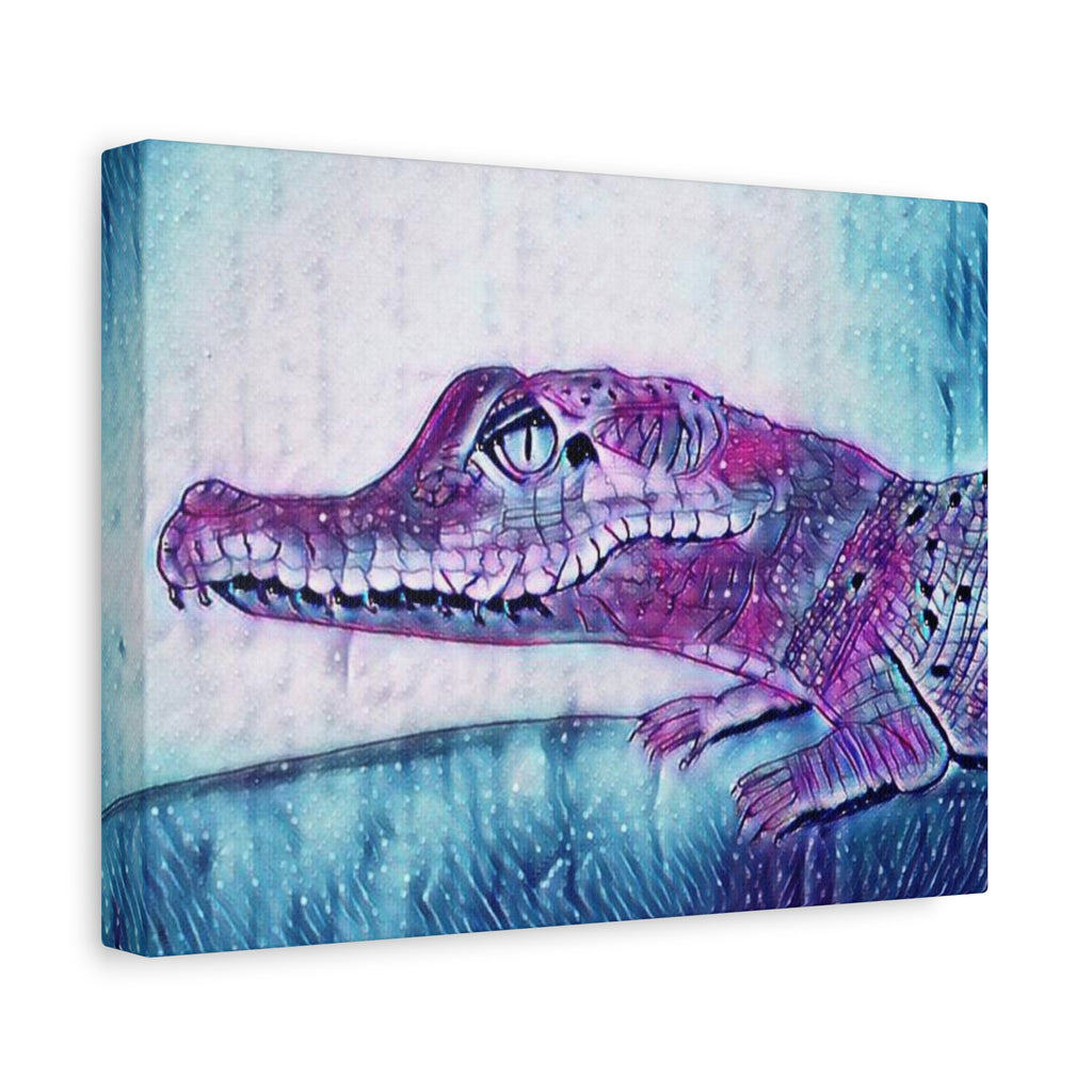 Purple Alligator Art Canvas - Matte Stretched Wall Decor