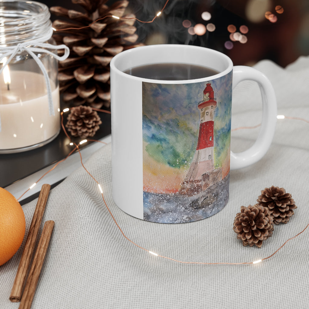 Sunset Watercolor Lighthouse Mug | 11oz Coffee Cup | Nautical Coastal Gift