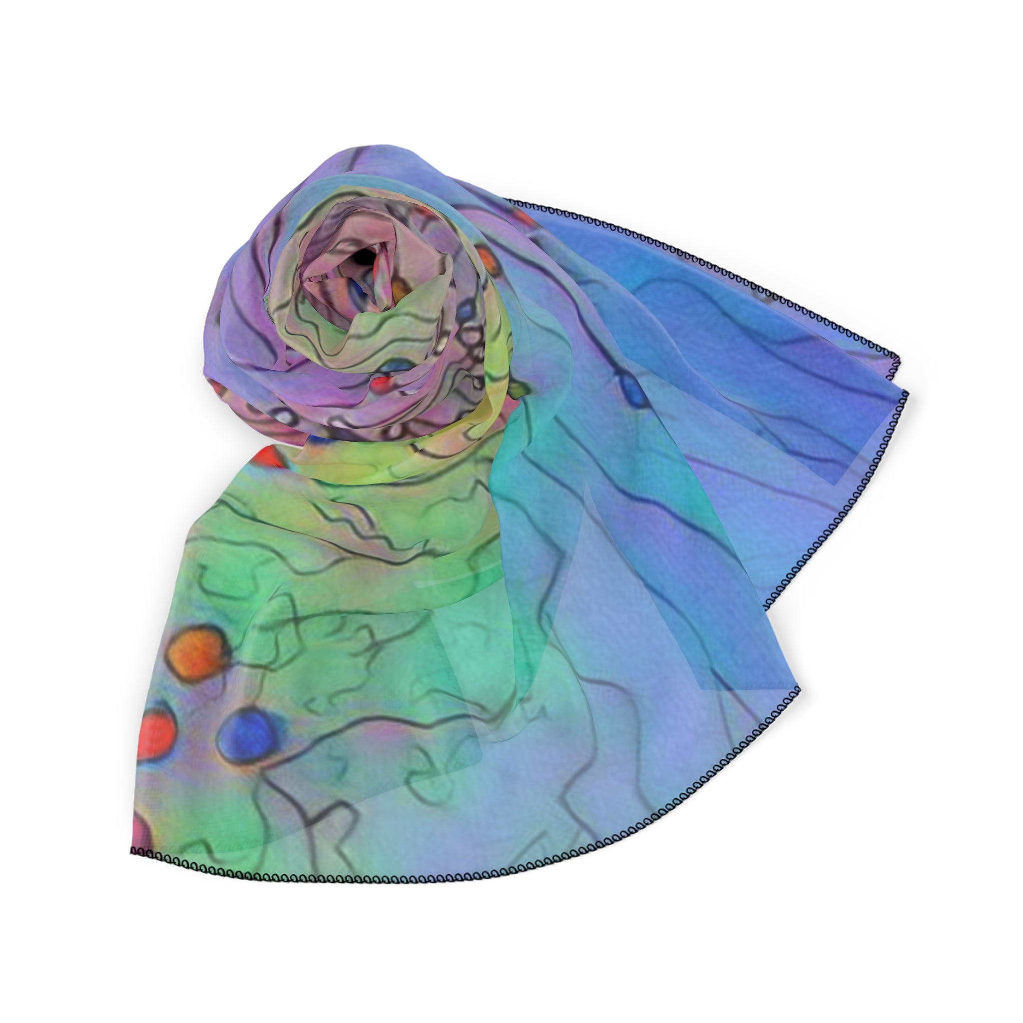 Abstract Pastel Circuitry Scarf — Lightweight Poly Fashion Scarf