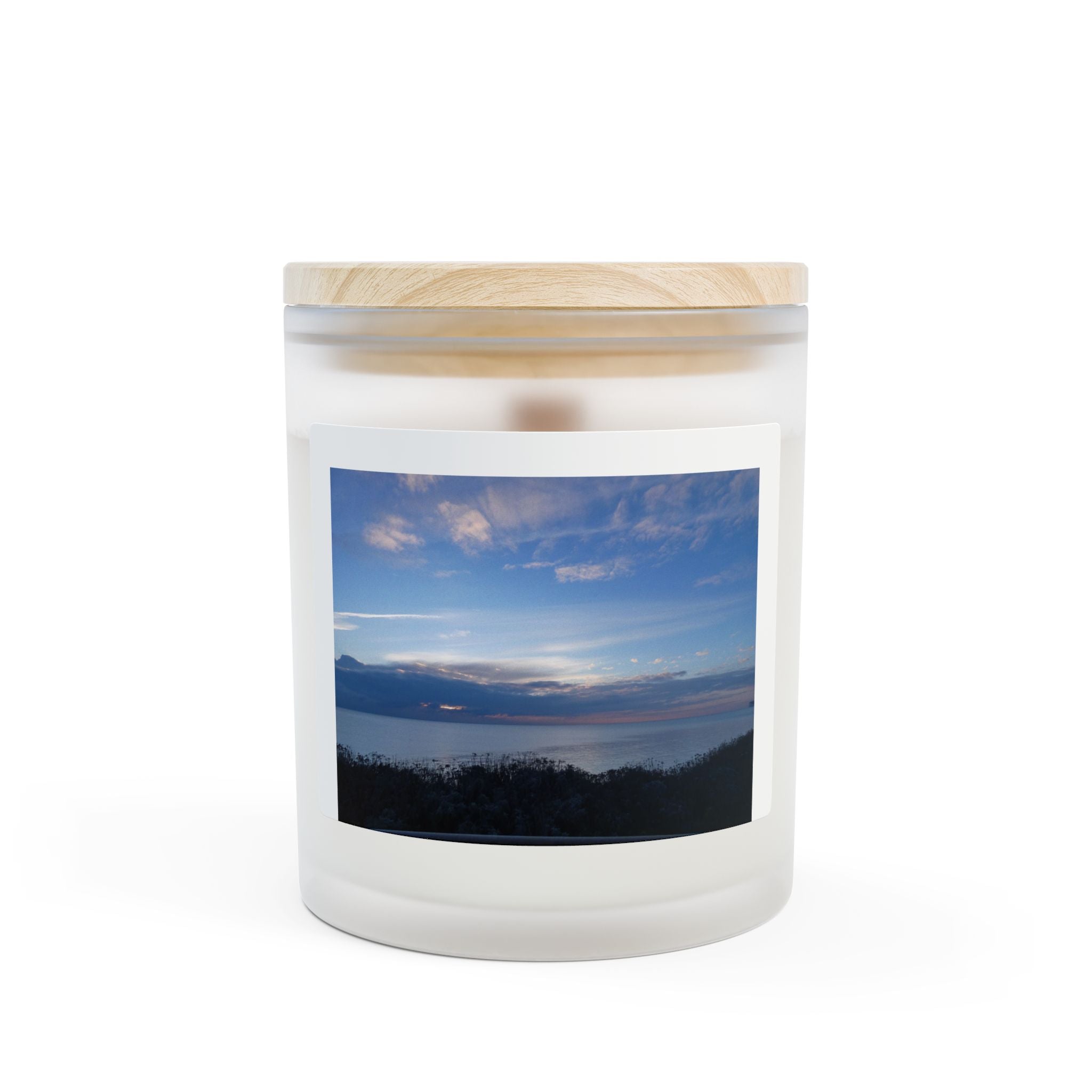 Sunset Lake Frosted Glass Candle — 11oz Scented Jar