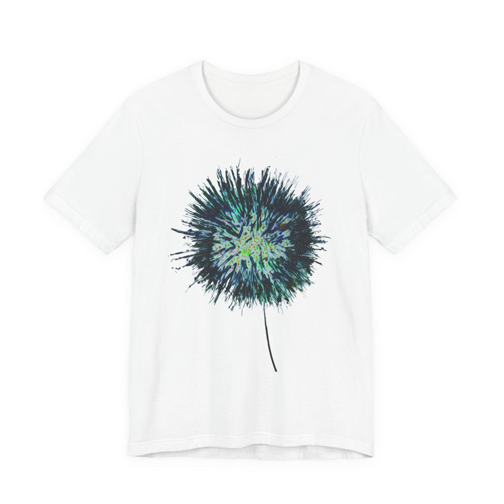 Dandelion Burst Tee — Artistic Blue Green Floral Graphic T-Shirt