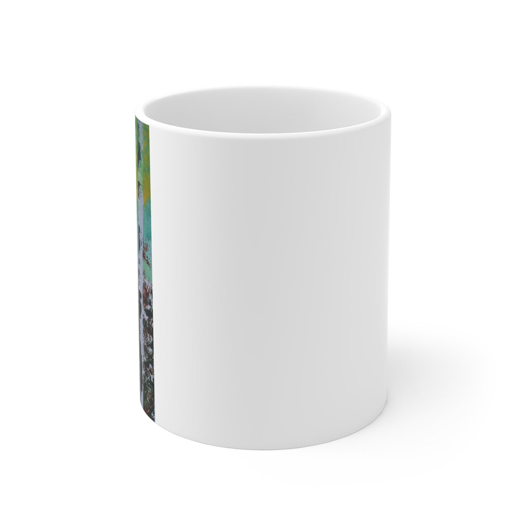 Birch Forest Art Mug – 11oz Ceramic Coffee Cup with Abstract Aspen Tree Design