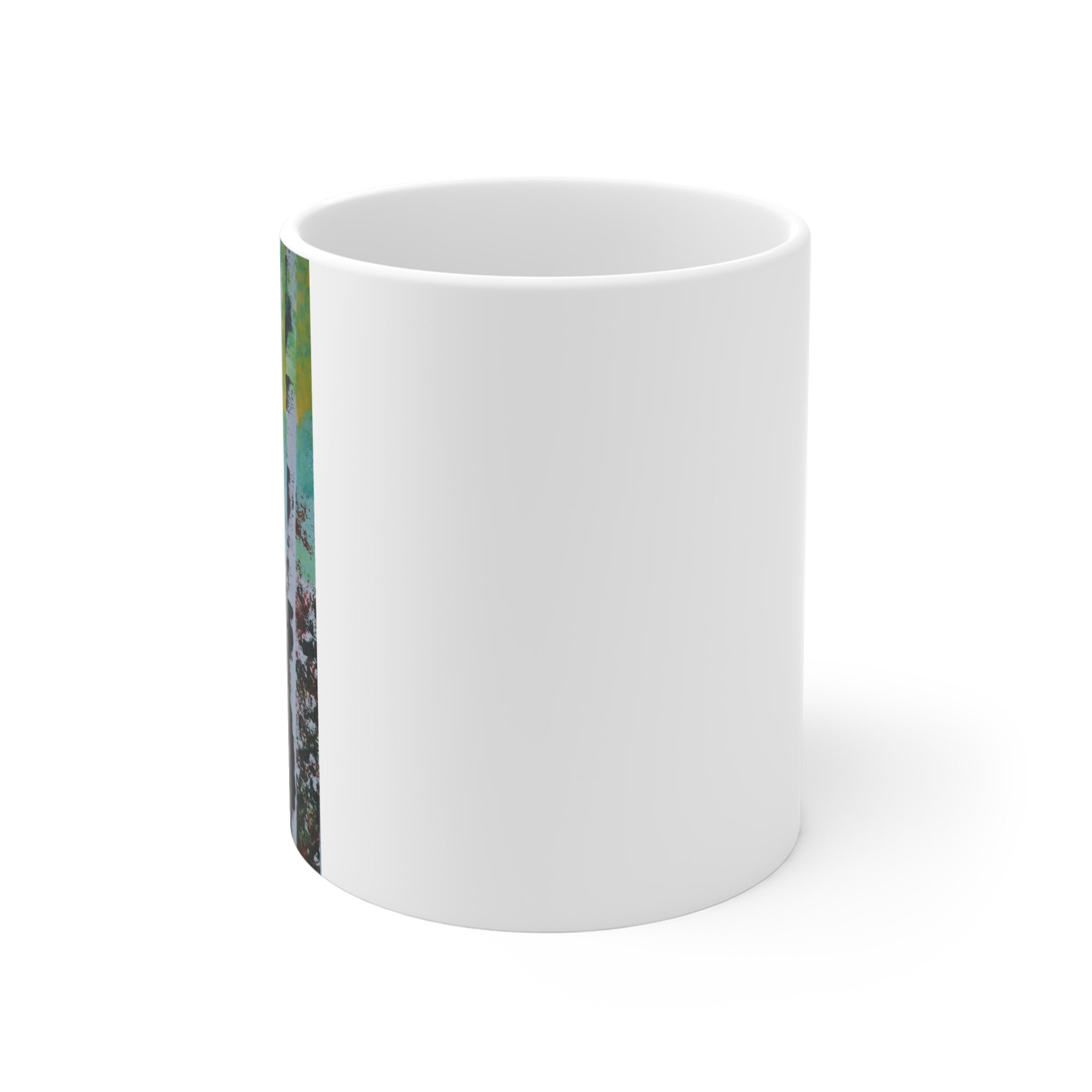 Birch Forest Art Mug – 11oz Ceramic Coffee Cup with Abstract Aspen Tree Design