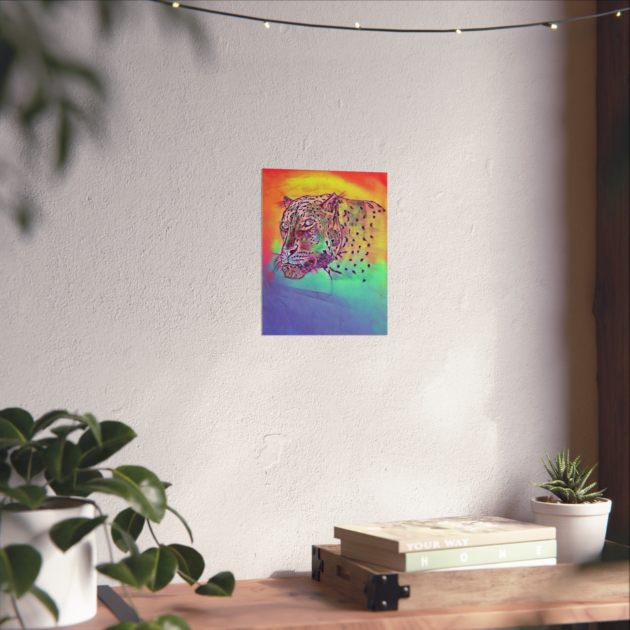 Leopard Rainbow Fine Art Poster — Colorful Modern Wildlife Wall Art