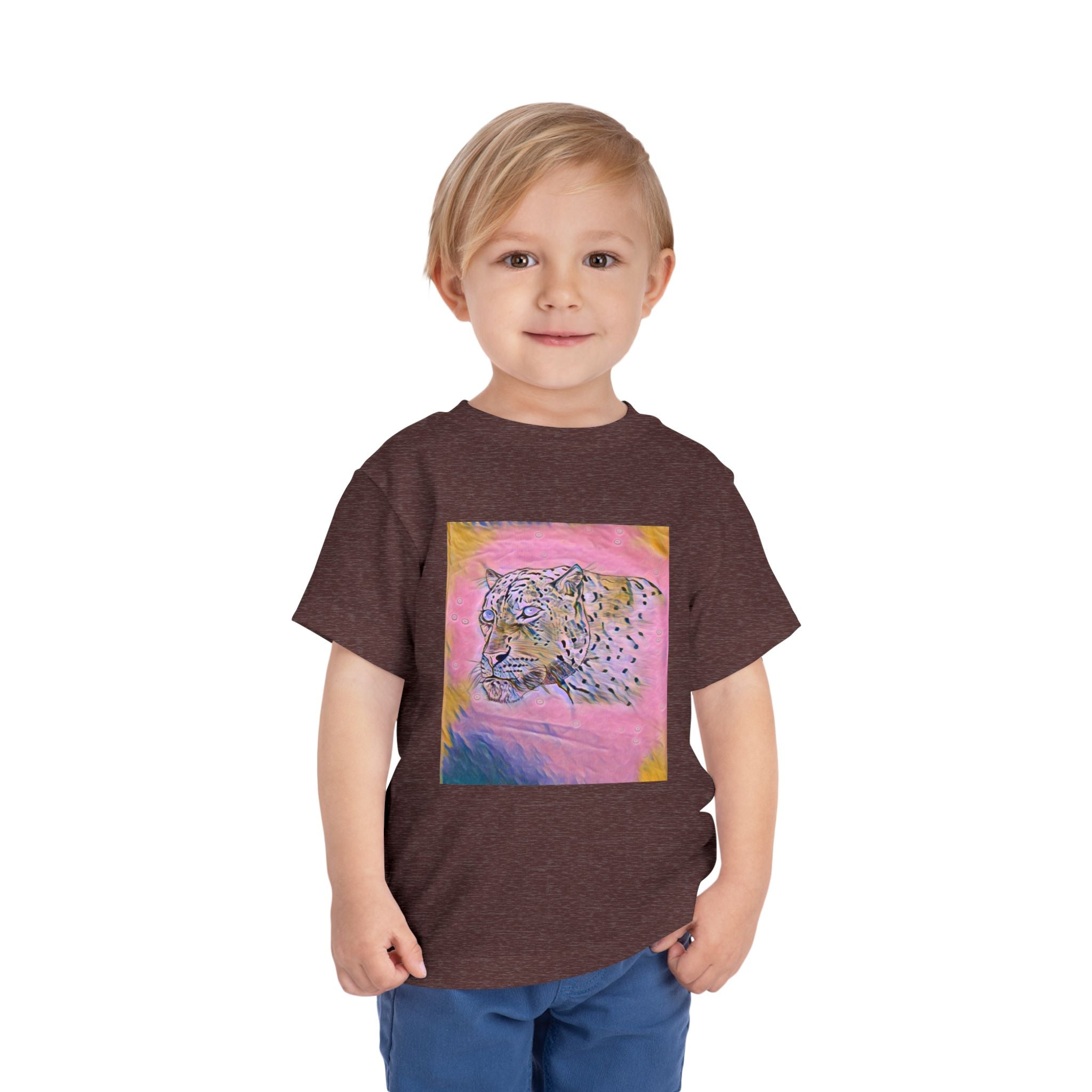 Leopard Portrait in pink Kids T-Shirt