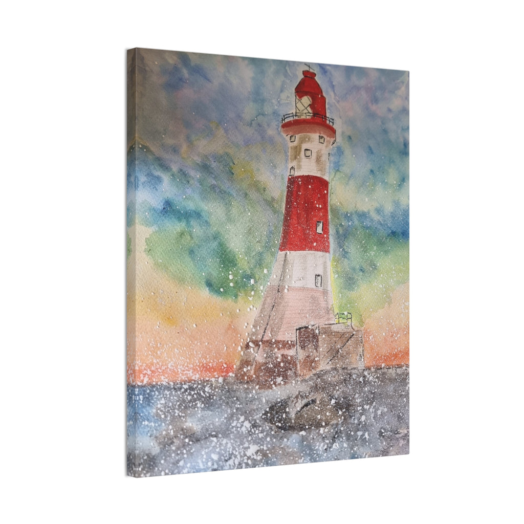 Eastbourne Lighthouse Watercolor,  Canvas Print — Coastal Nautical Wall Art