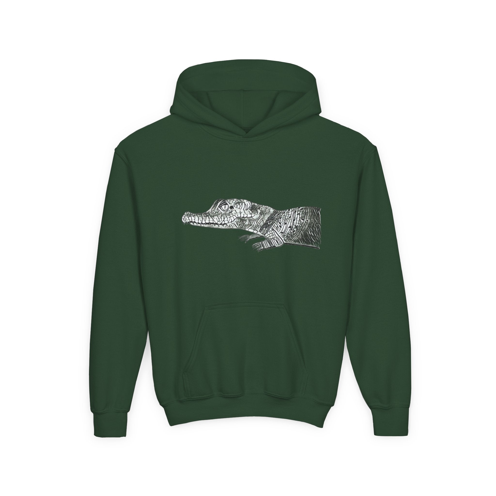 Youth Hoodie with Vintage Alligator Illustration