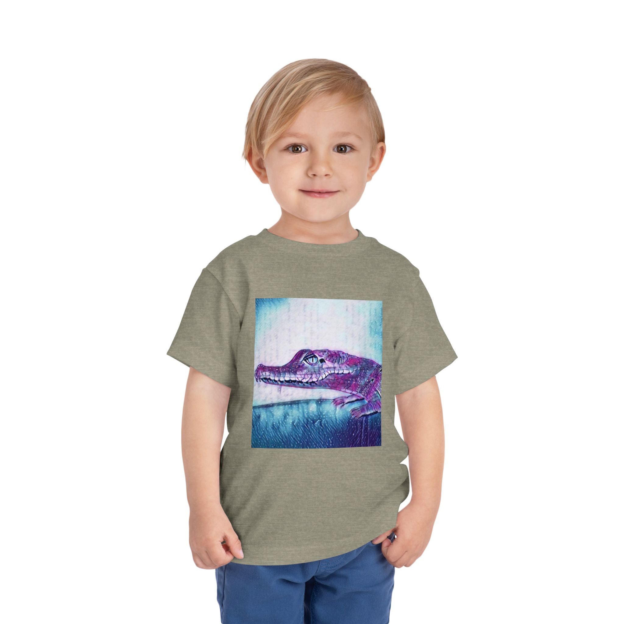 Toddler Tee — Purple Watercolor Alligator Graphic
