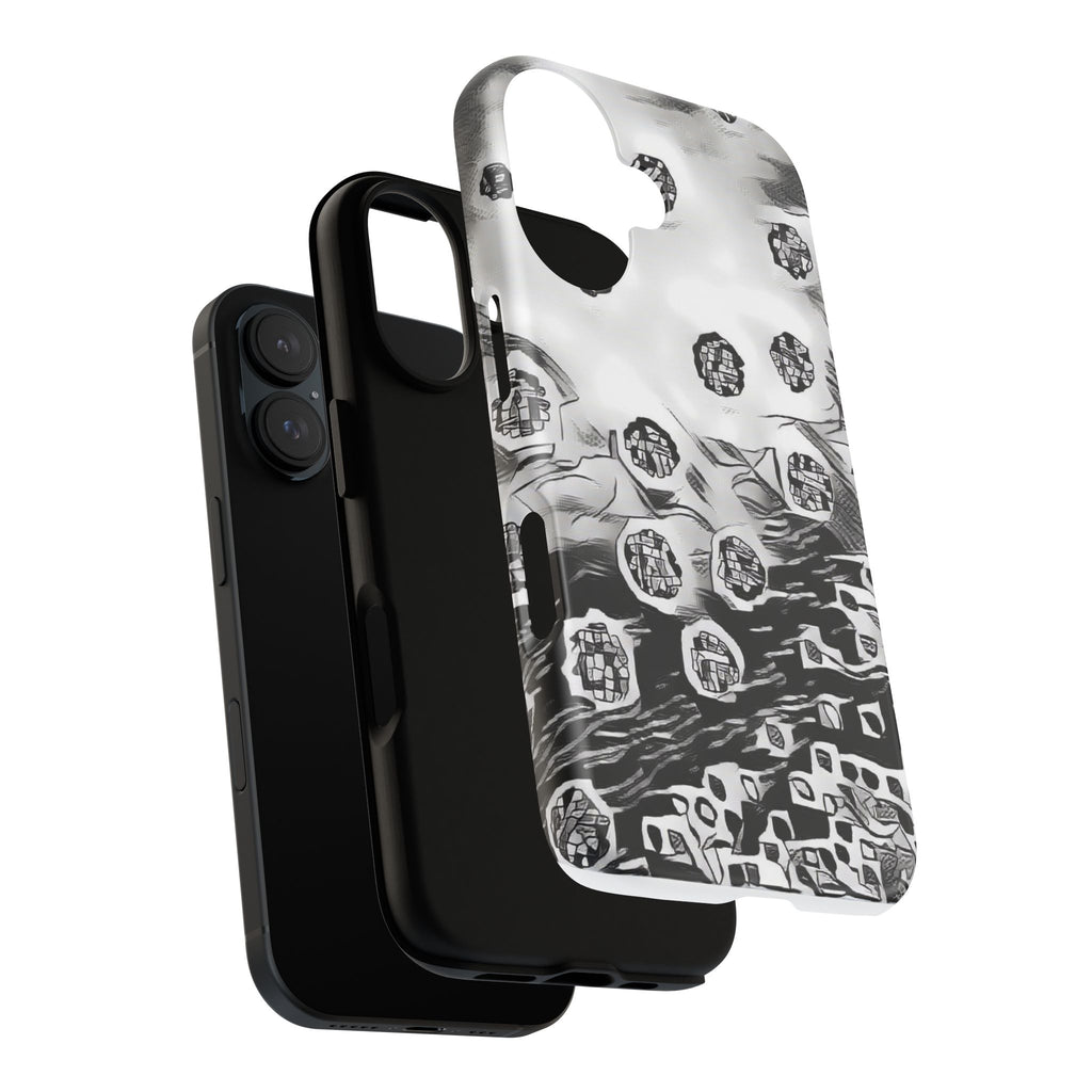 Abstract Monochrome Protective Phone Case – Black & White Graphic Tough Case