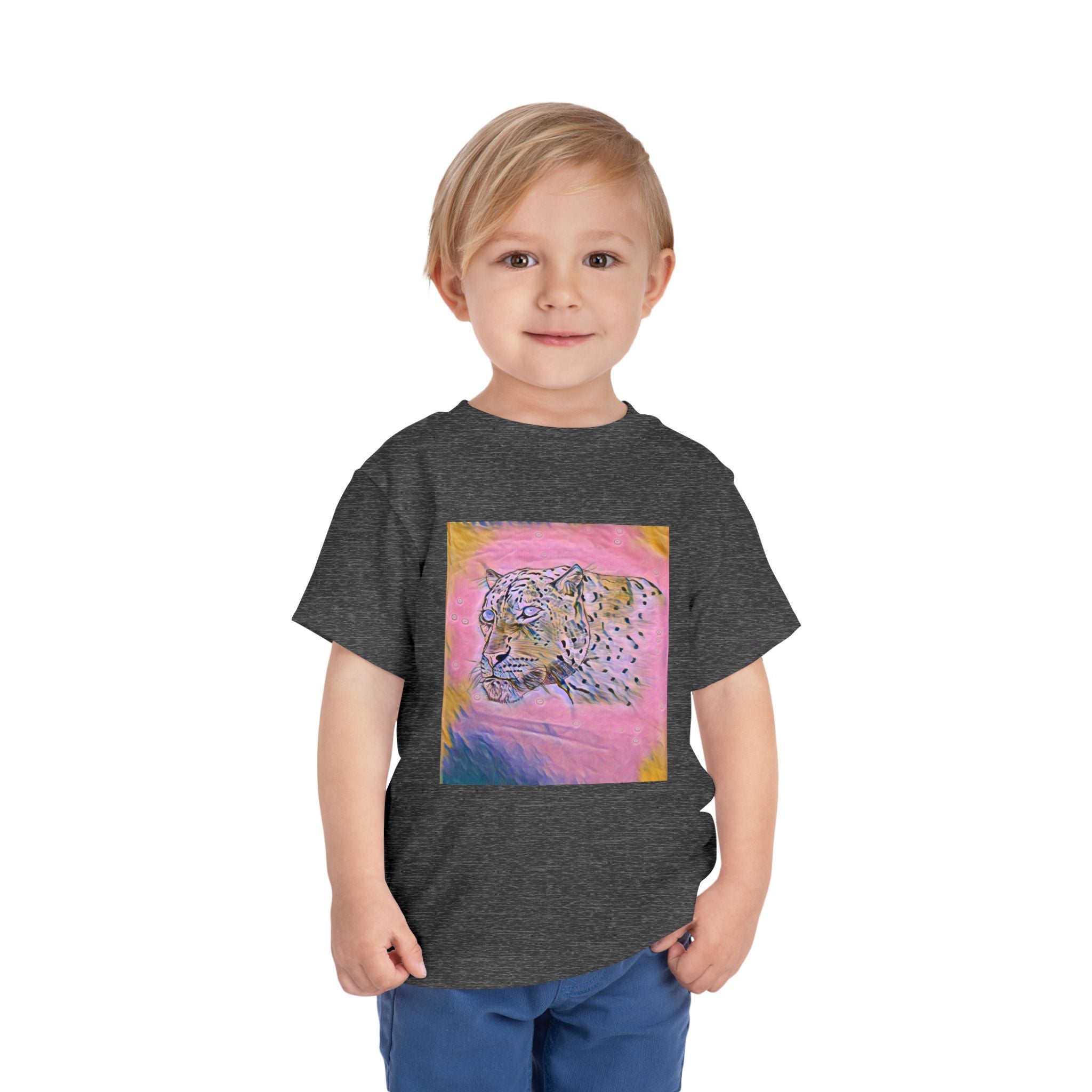 Leopard Portrait in pink Kids T-Shirt