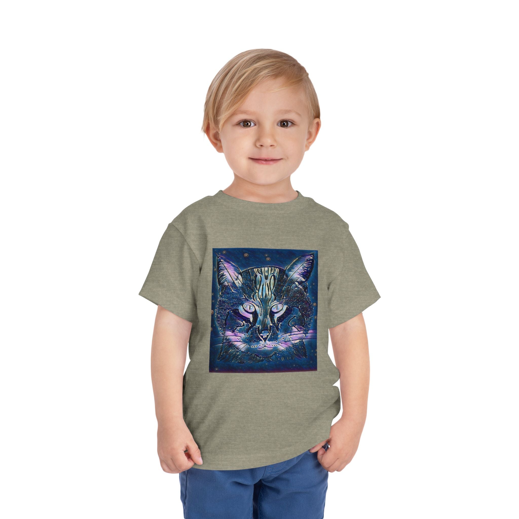 Toddler Tee — Mystical Galaxy Cat Graphic Shirt