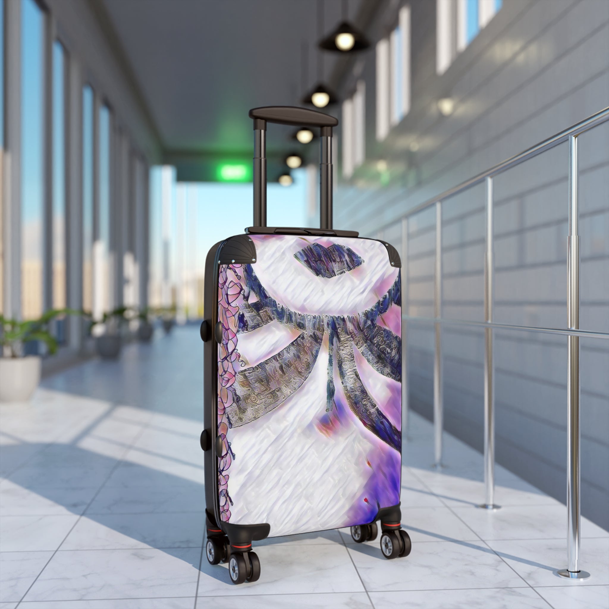 Purple Half Lady Portrait Suitcase — Artistic Carry-On Luggage