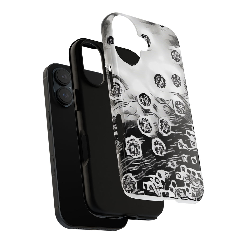 Abstract Monochrome Protective Phone Case – Black & White Graphic Tough Case