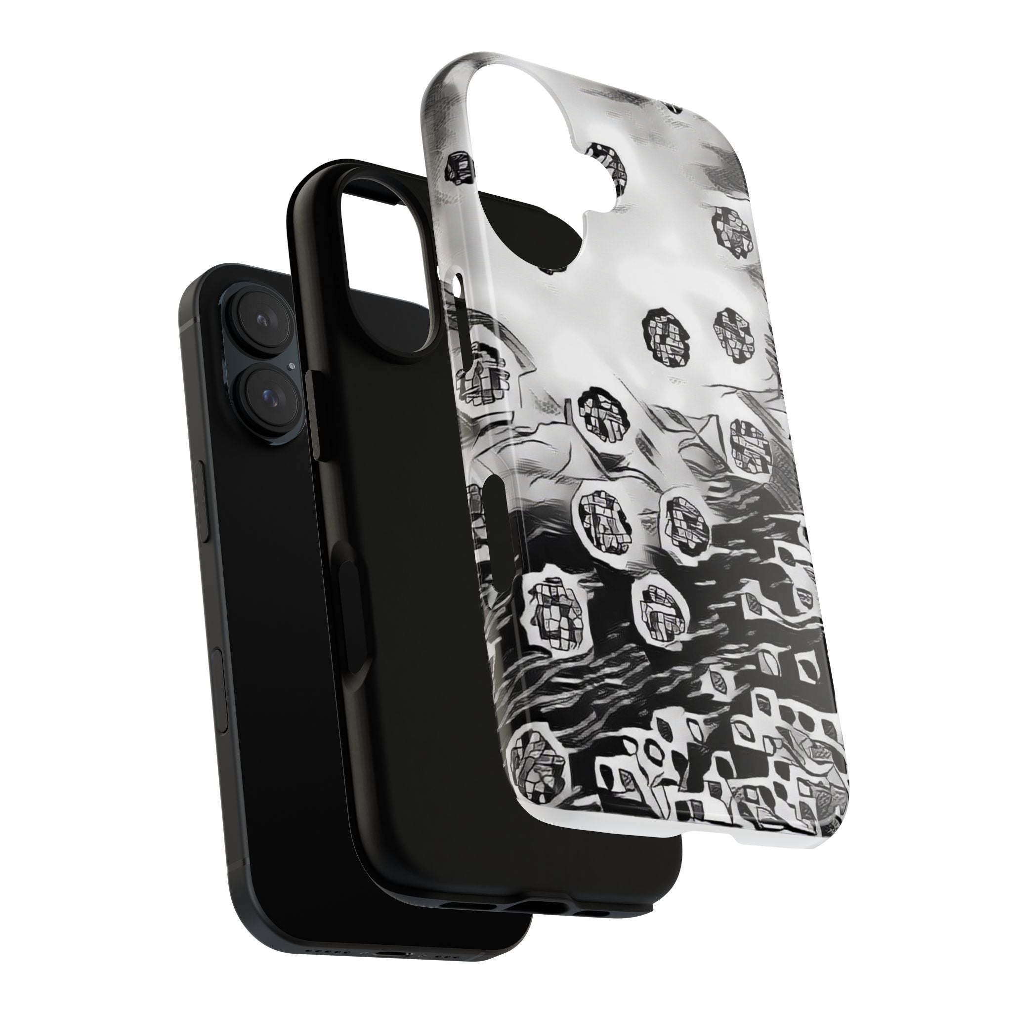 Abstract Monochrome Protective Phone Case – Black & White Graphic Tough Case