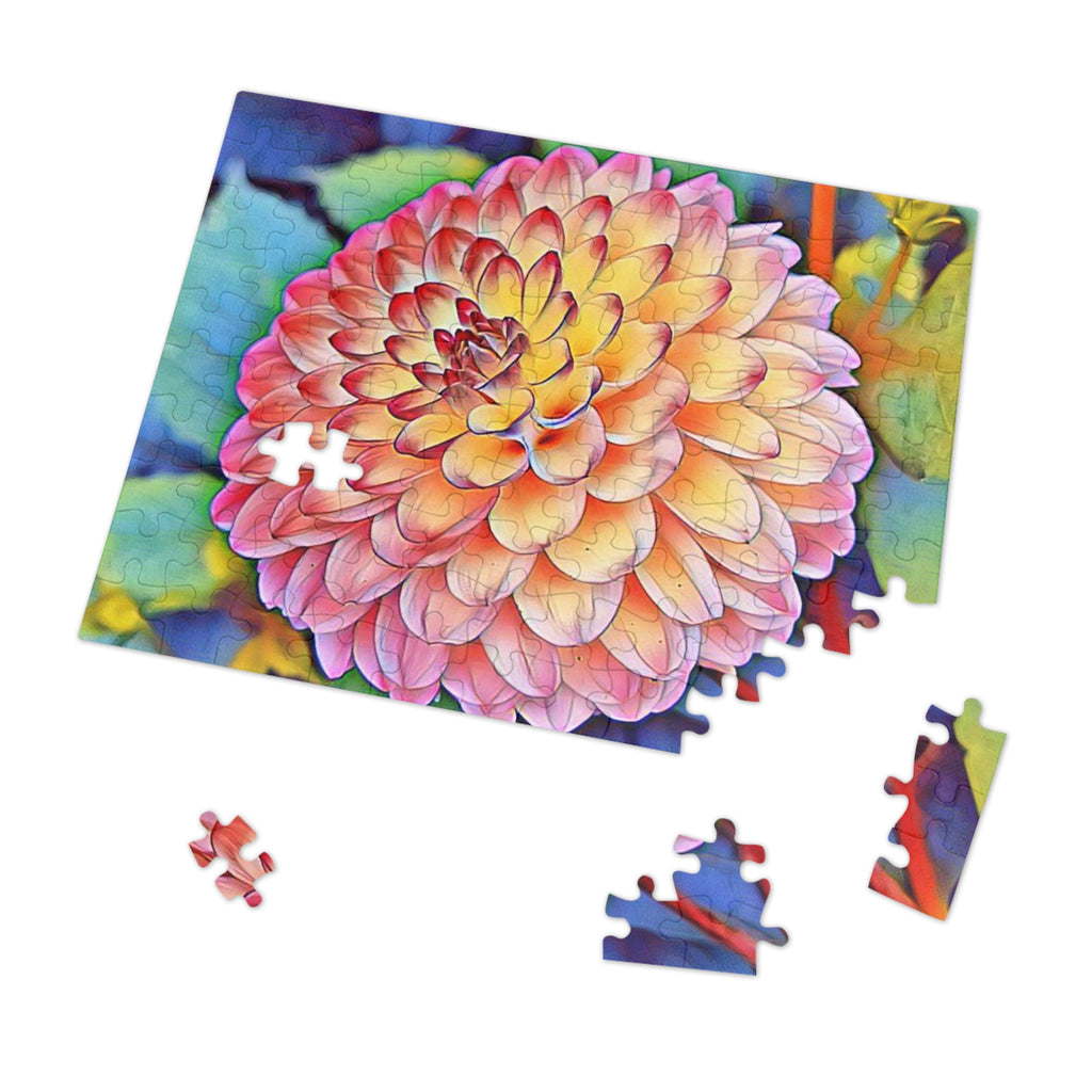 Floral Dahlia Jigsaw Puzzle with Tin — 500-Piece Vibrant Flower Puzzle Gift