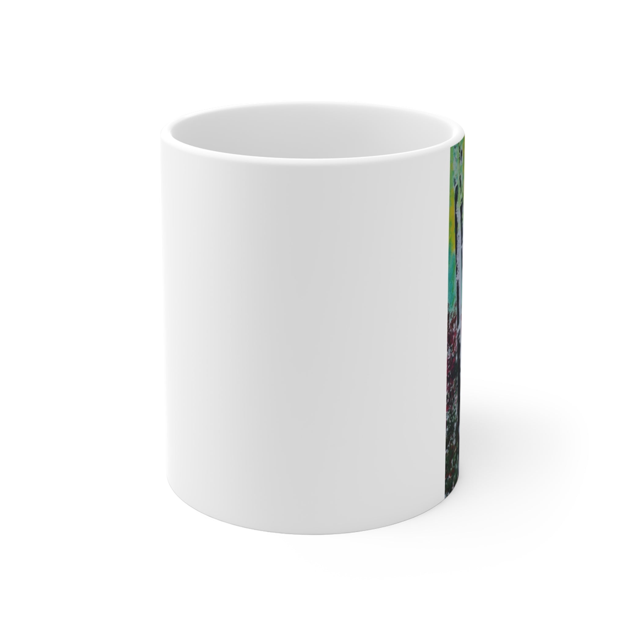 Colorful Abstract Birch Trees Mug | 11oz Coffee Cup | Artistic Nature Design Gift