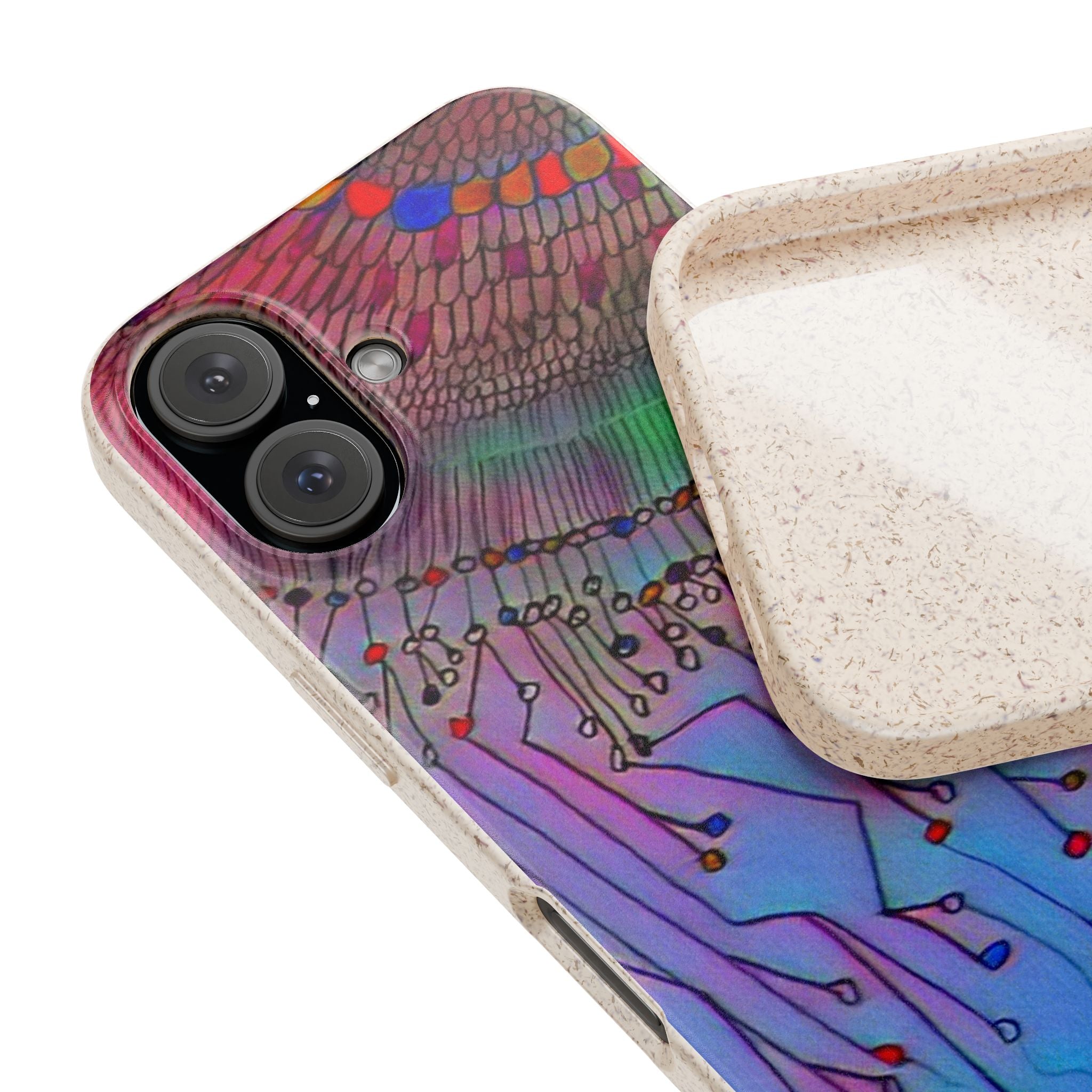 Biodegradable Phone Case — Colorful Abstract Jellyfish Design, Eco-Friendly iPhone Cover
