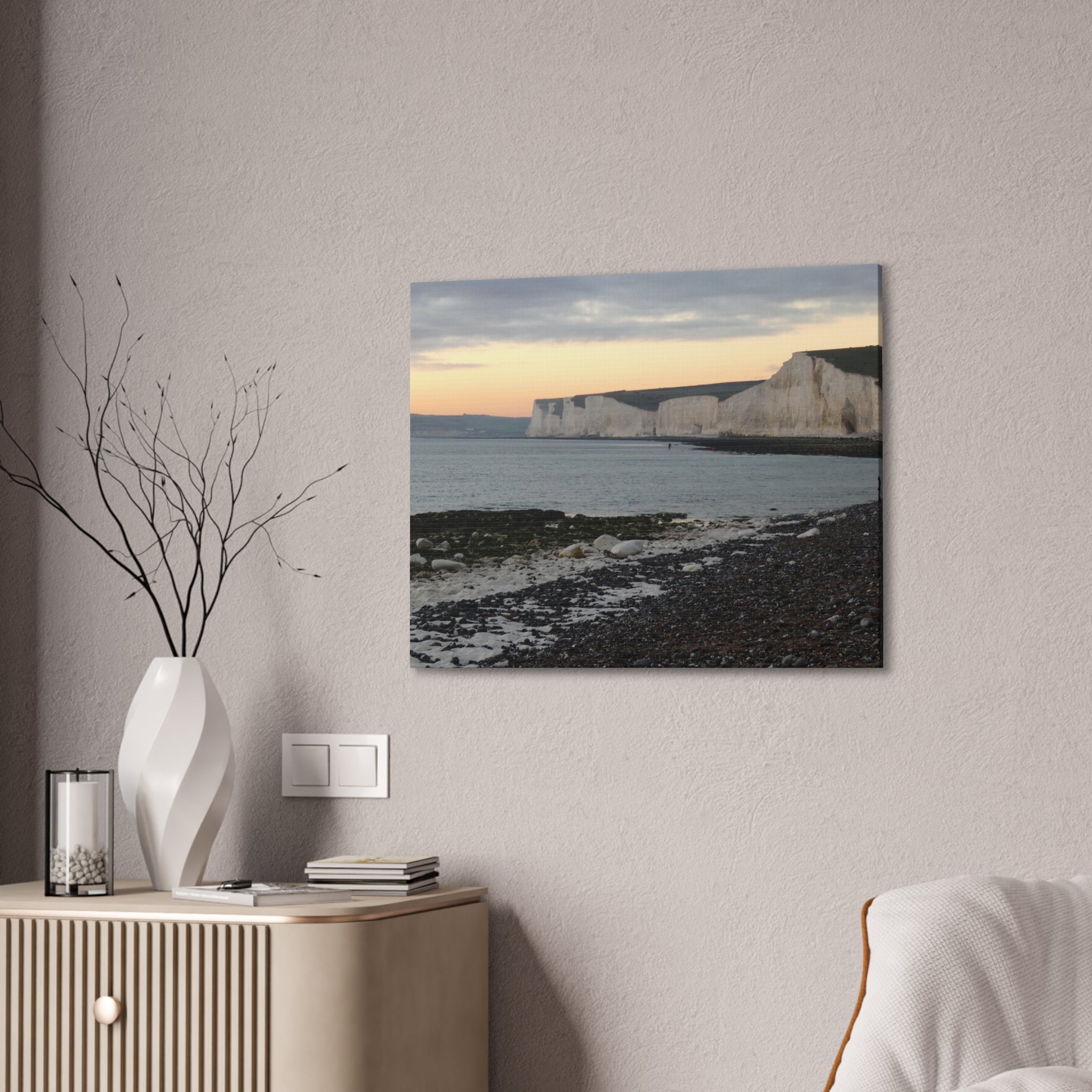 Beachy Head Cliffs Canvas Print | Sunset Beach Landscape Wall Art | UK Coastal Décor