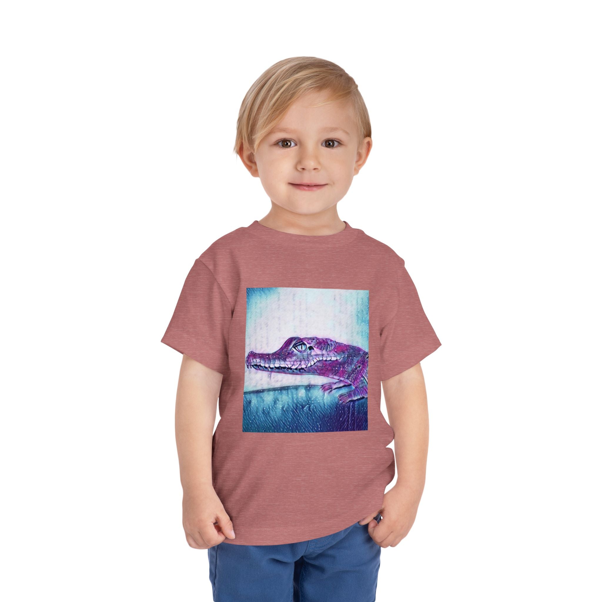 Toddler Tee — Purple Watercolor Alligator Graphic