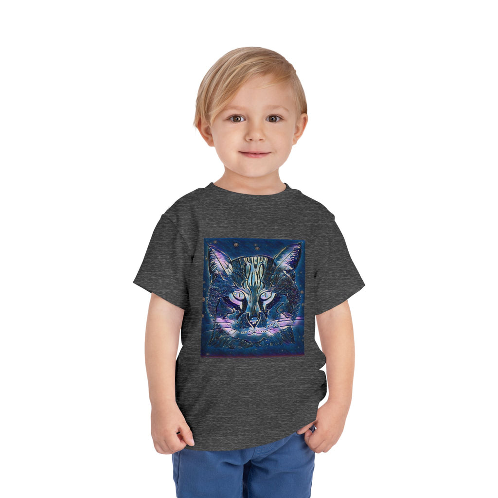 Toddler Tee — Mystical Galaxy Cat Graphic Shirt