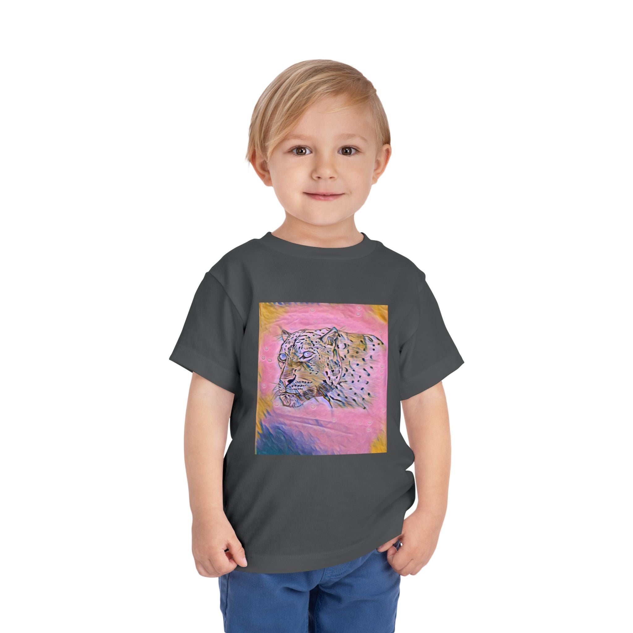 Leopard Portrait in pink Kids T-Shirt