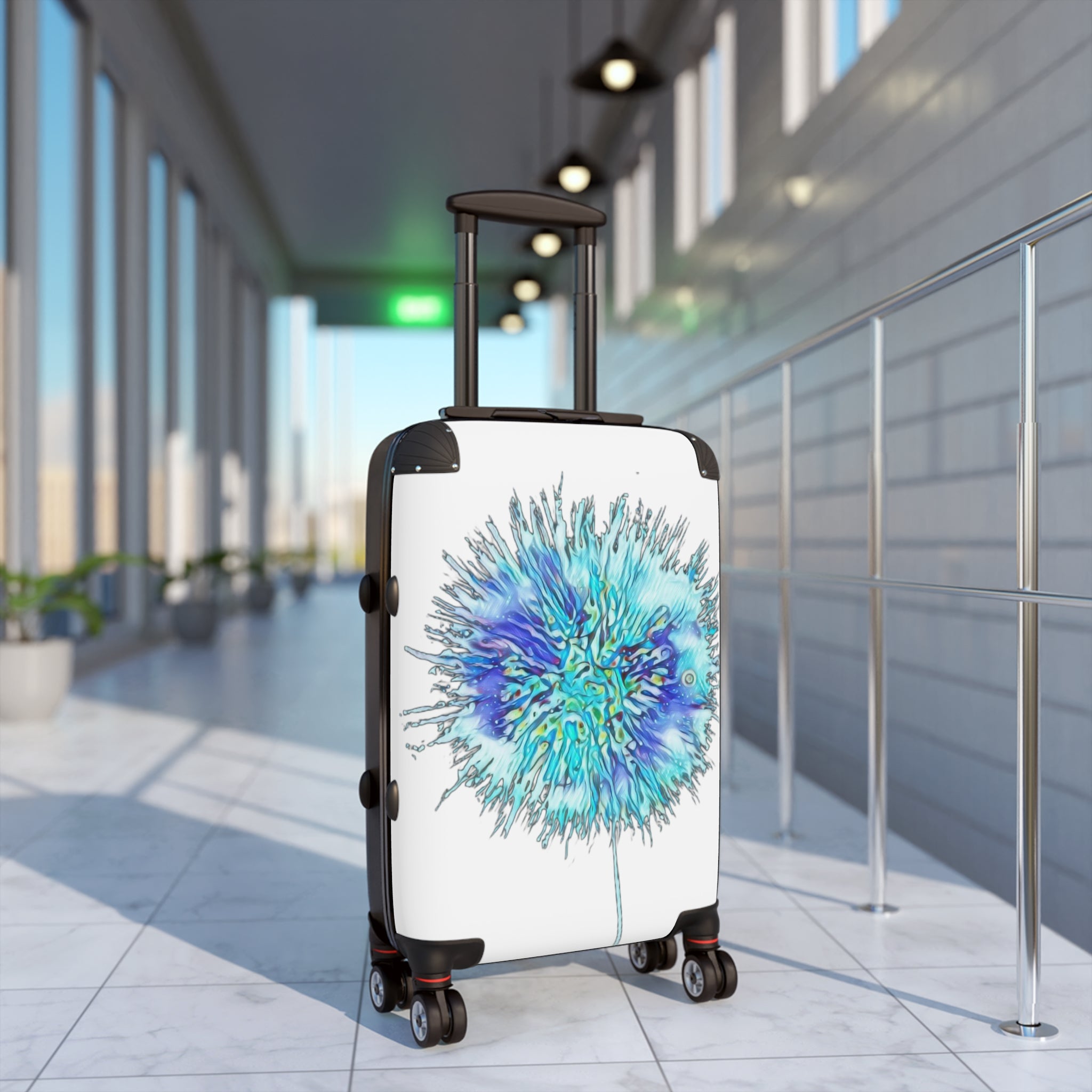 Suitcase — Blue Burst Floral Carry-On Luggage