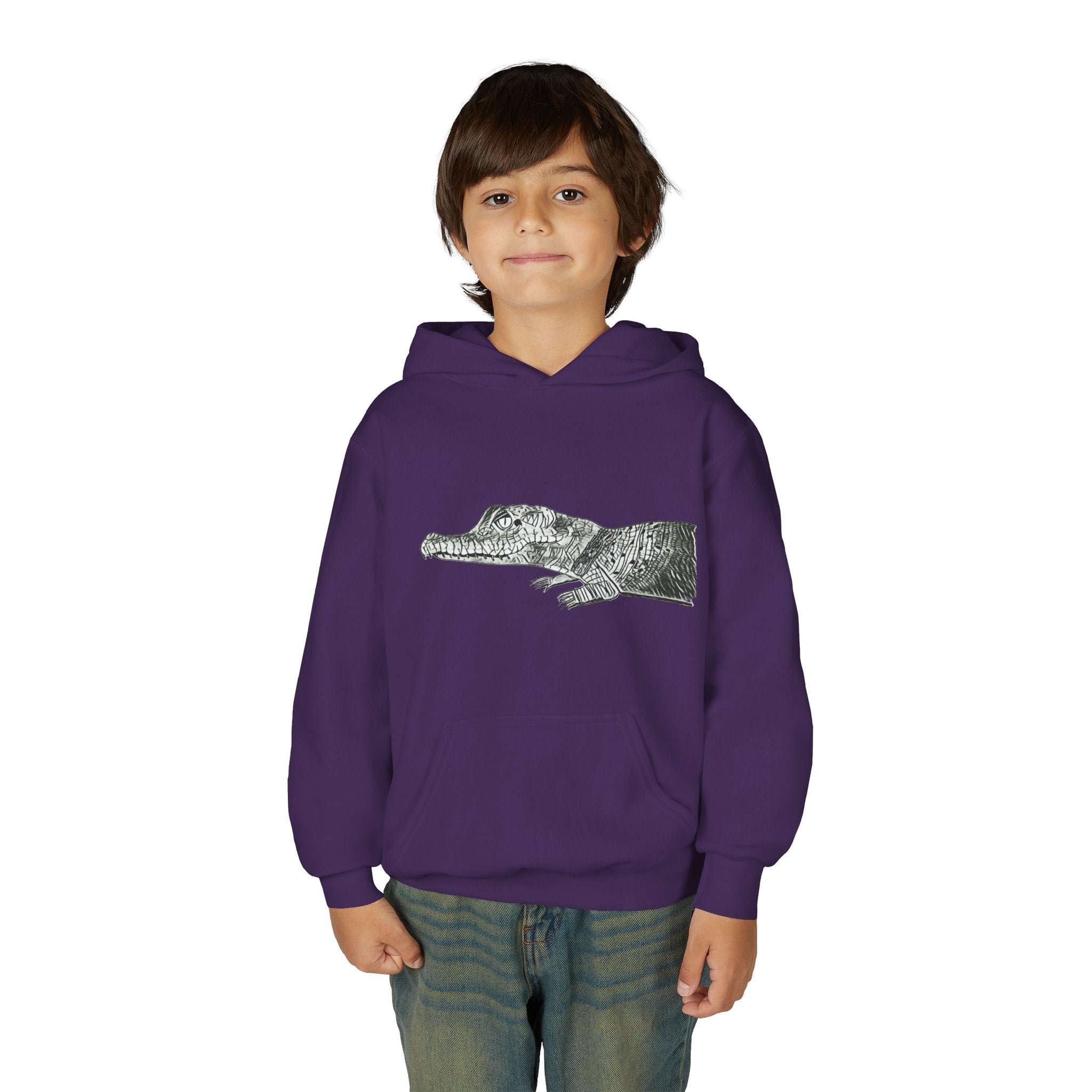 Youth Hoodie with Vintage Alligator Illustration