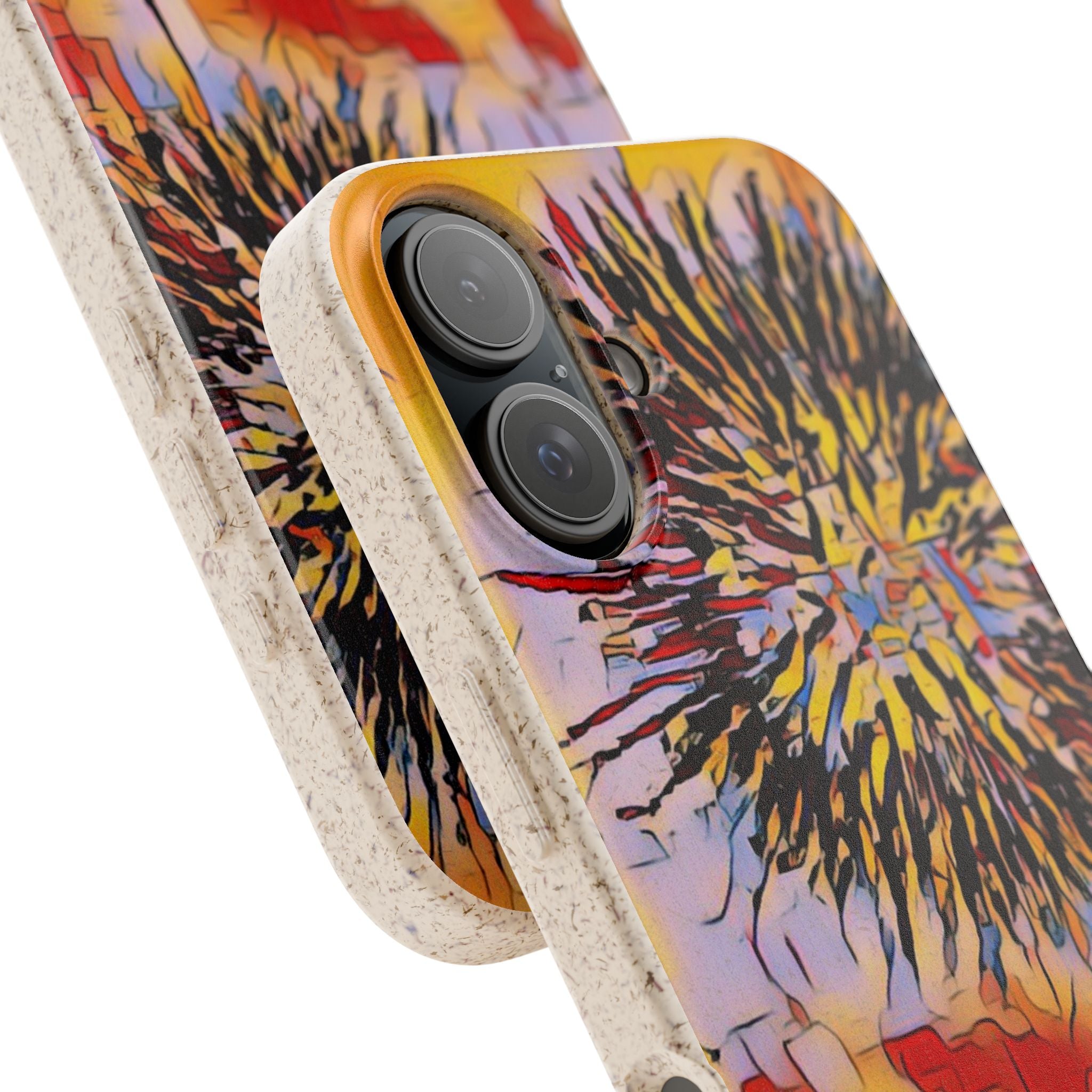 Biodegradable Phone Case — Abstract Dandelion Art, Eco-Friendly Protective Cover