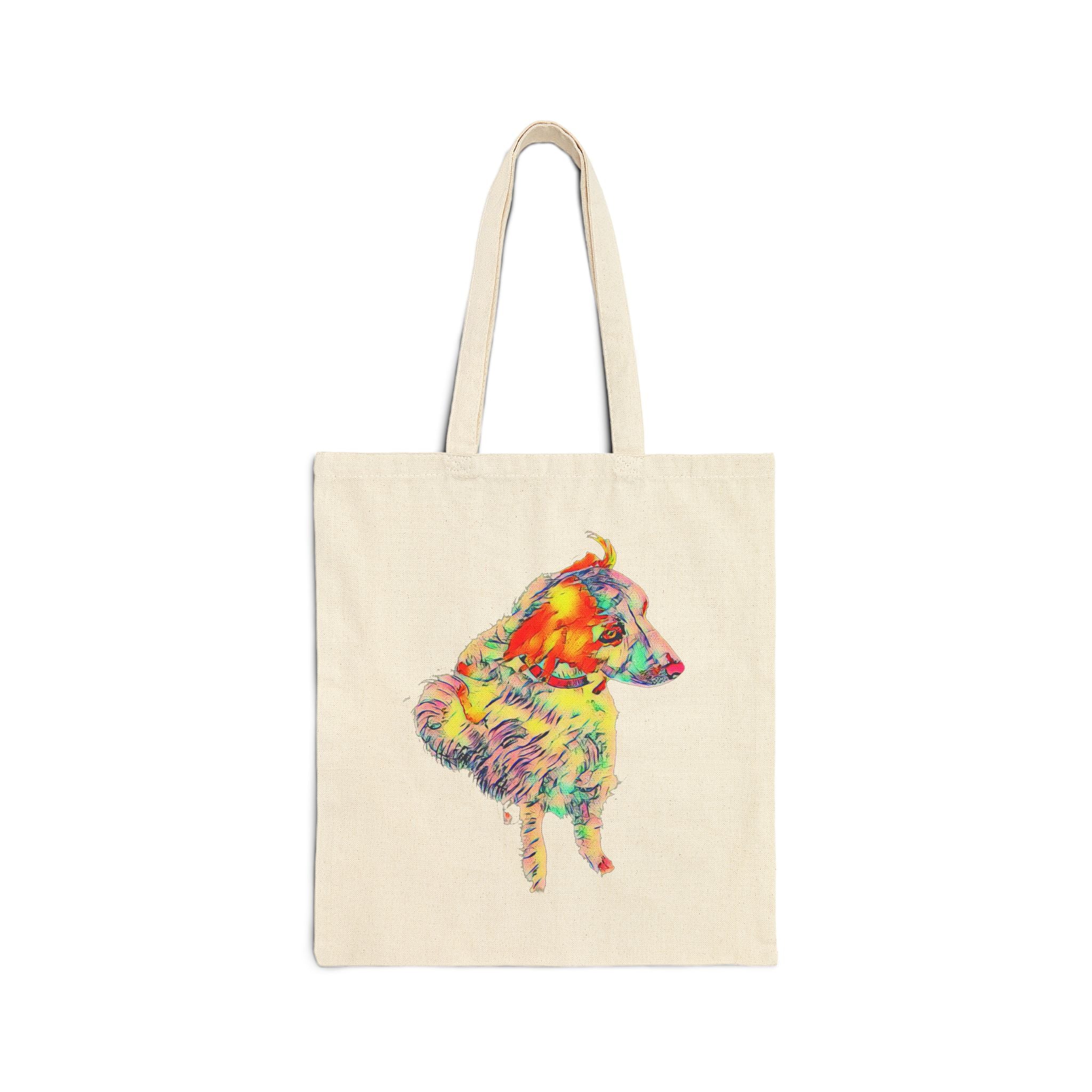 Tote Bag — Colorful Watercolor Dog Art Canvas Tote