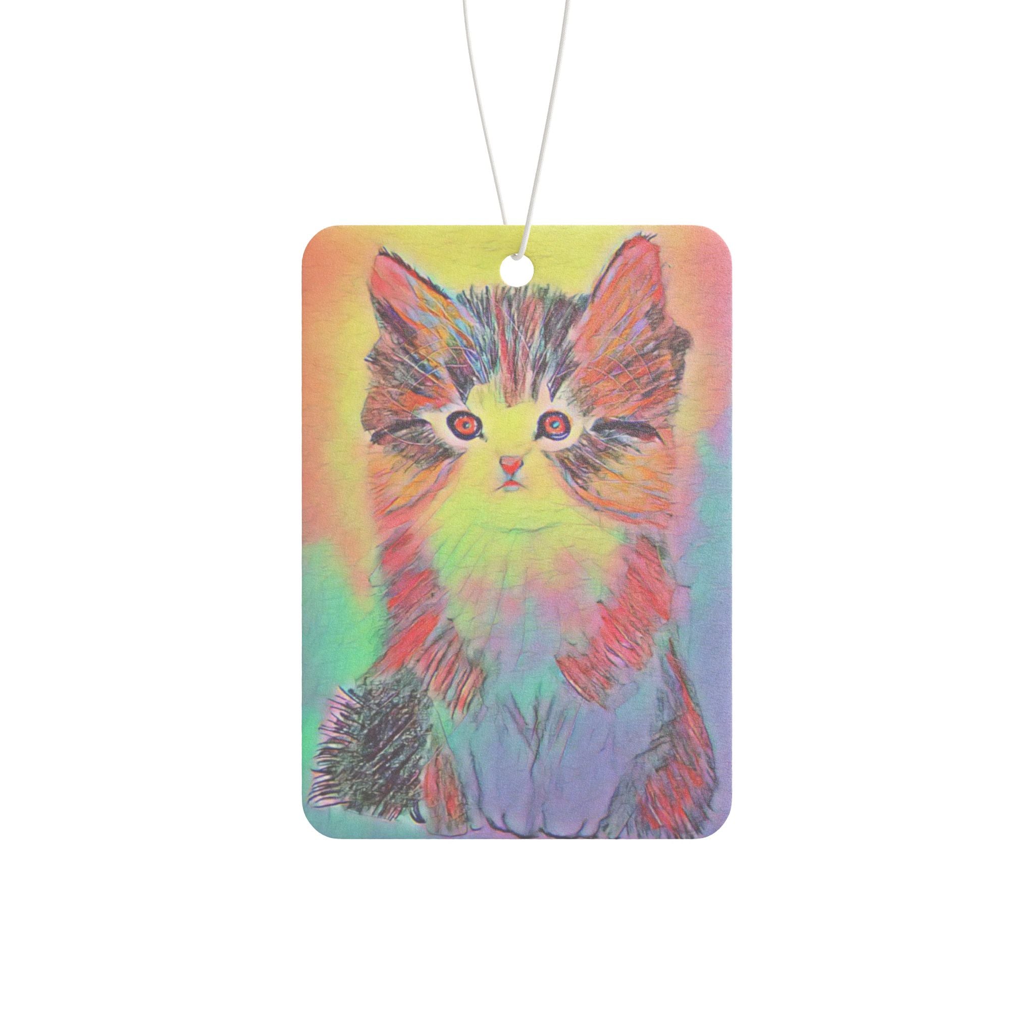 Rainbow Kitten Car Air Freshener — Cute Pastel Cat Scented Ornament