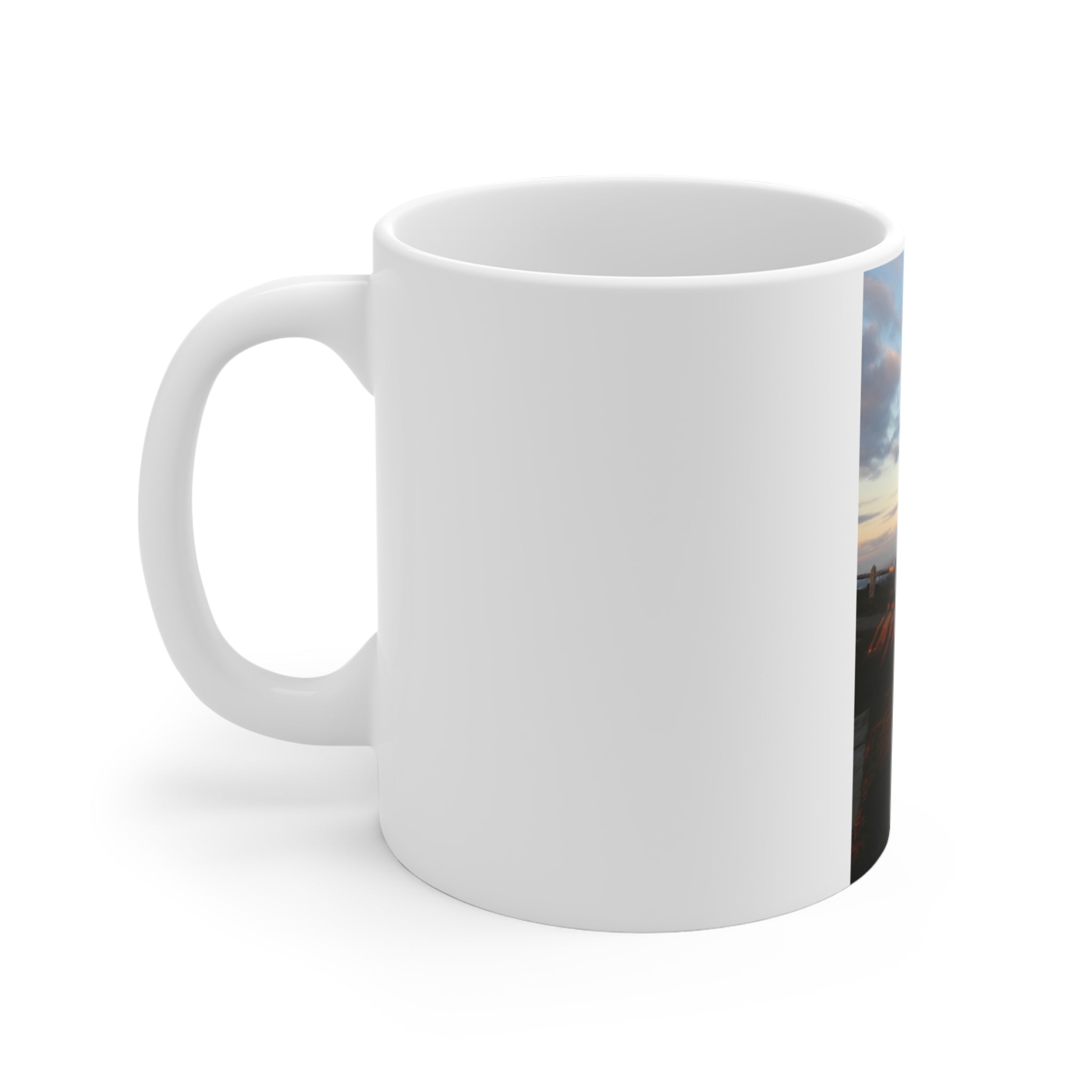 Coastal Sunrise Photo Mug — Scenic Ocean View 11oz Coffee Cup