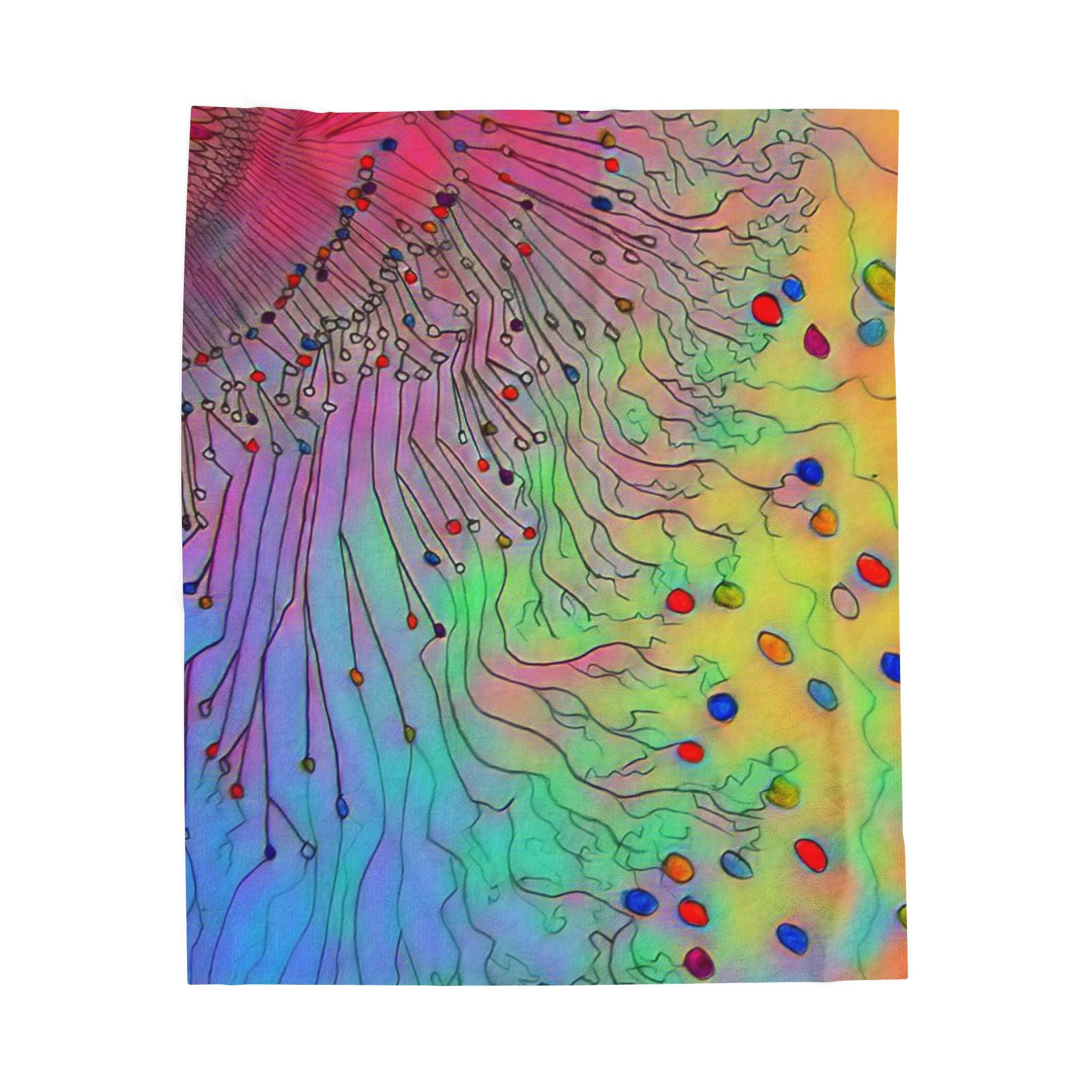 Plush Blanket – Rainbow Abstract Jellyfish Art Velveteen Throw