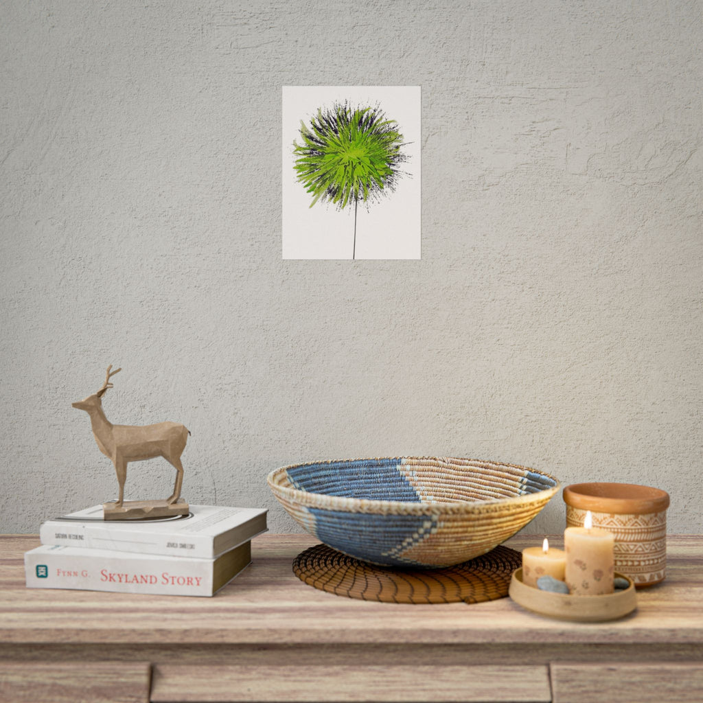 Green Burst Floral Poster — Modern Abstract Dandelion Wall Art (Rolled Poster)