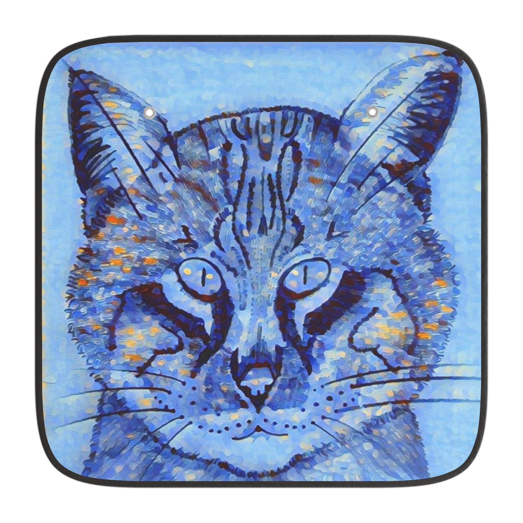 Cat Art Car Sun Shade – Blue Lynx Windshield Sunshade